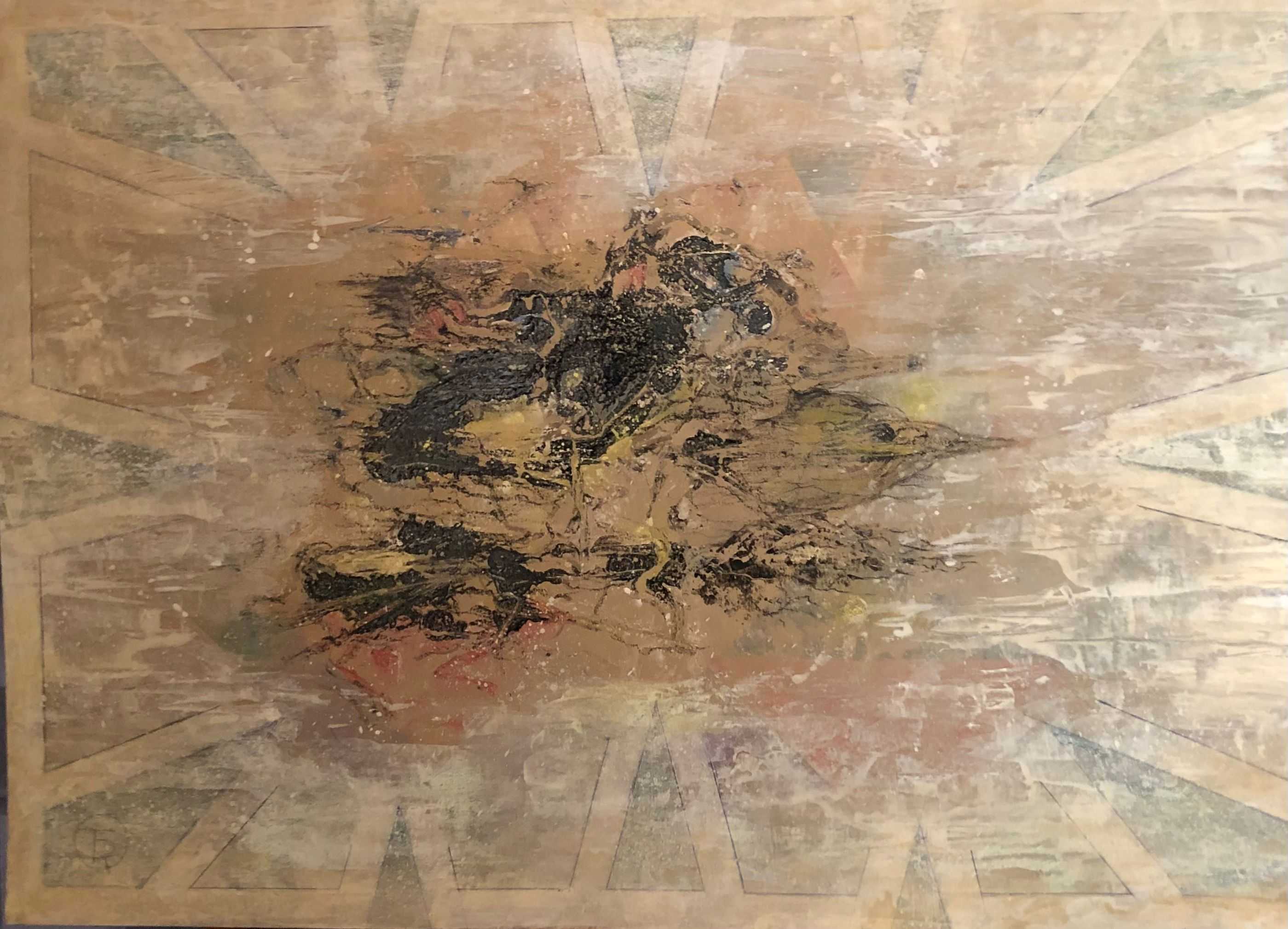 Sans titre, technique mixte sur carton de Robert Thisens, 50 x 70 cm