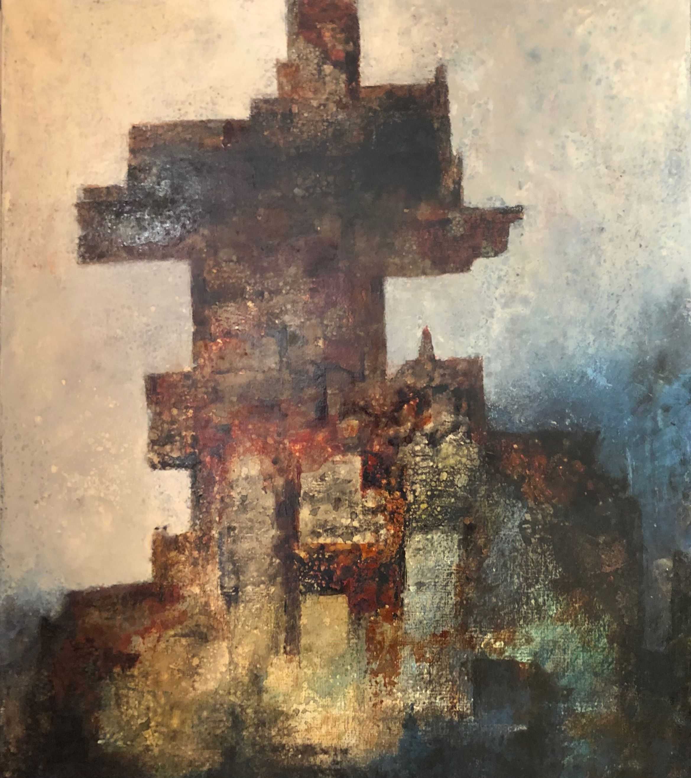 Le dernier calvaire, acrylique sur toile de Robert Thisens, 50 x 60 cm