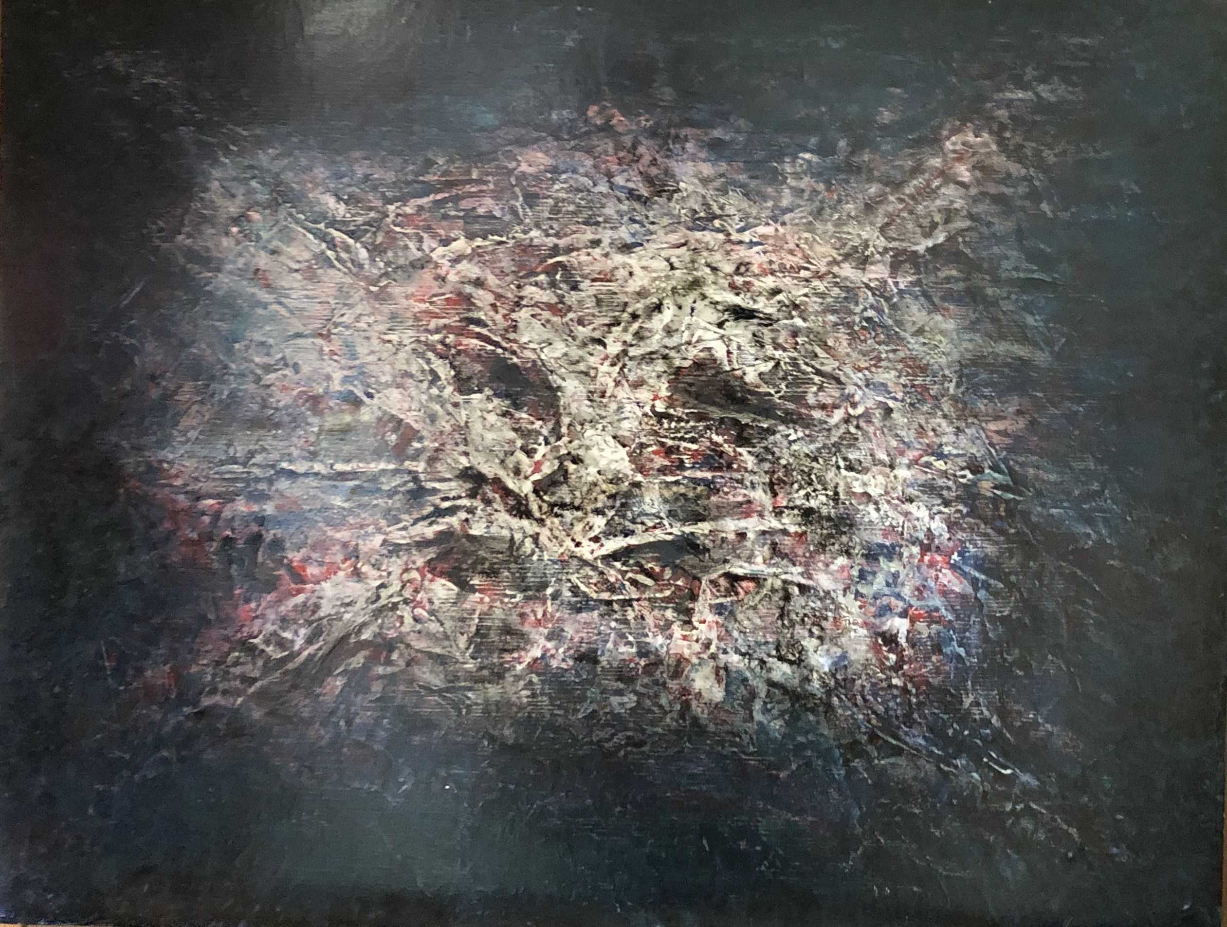 Sans titre, acrylique sur bois de Robert Thisens, 35 x 45 cm