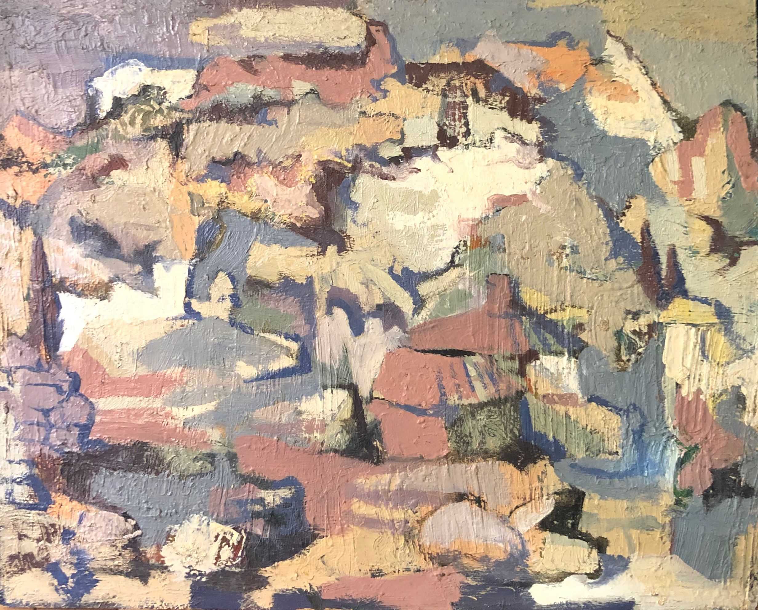 Village, huile sur panneau de Robert Thisens, 40 x 50 cm