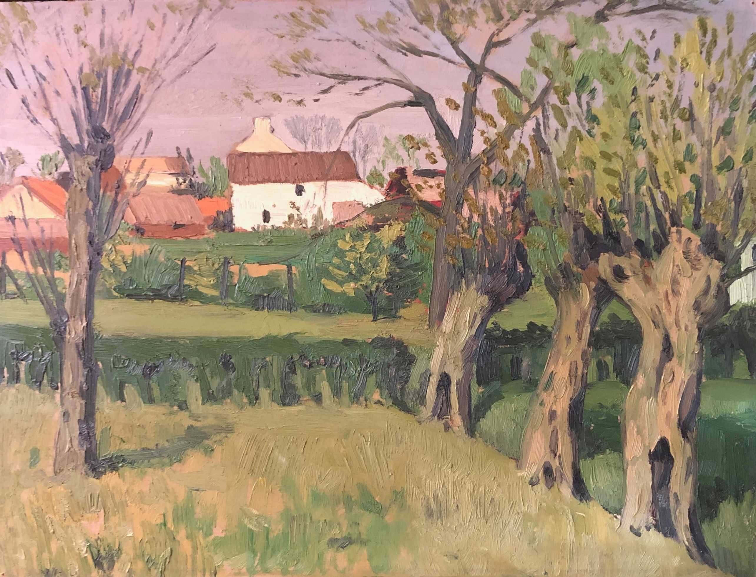 Bocage, huile sur panneau de Robert Thisens, 30 x 40 cm