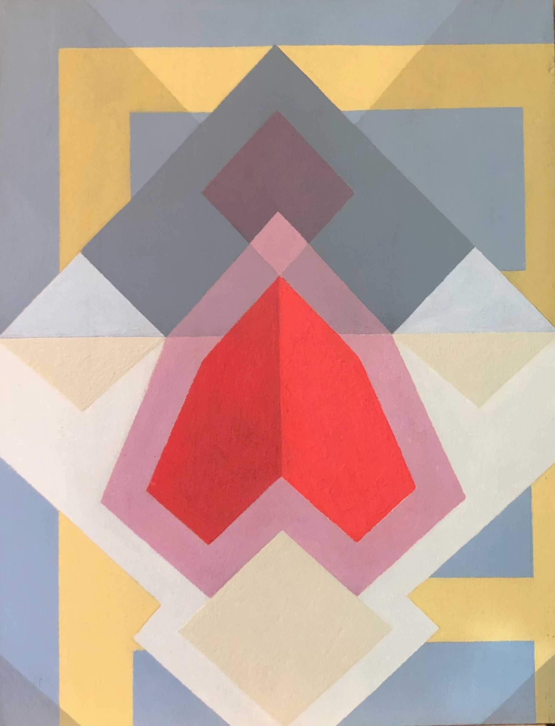 Geometrie, acrylique sur bois de Robert Thisens, 35 x 45 cm