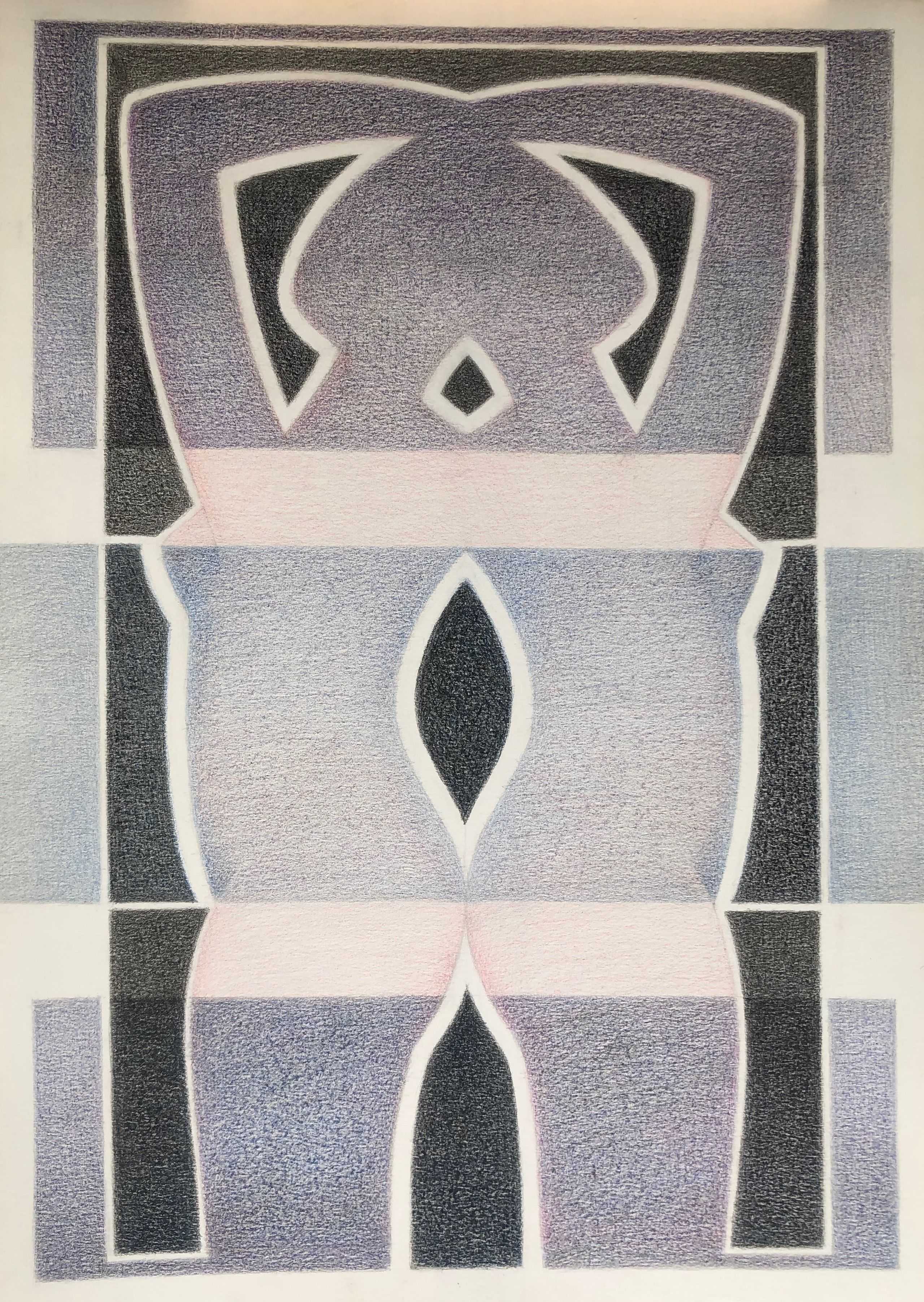 Dos a dos, crayon et acrylique sur carton de Robert Thisens, 50 x 70 cm