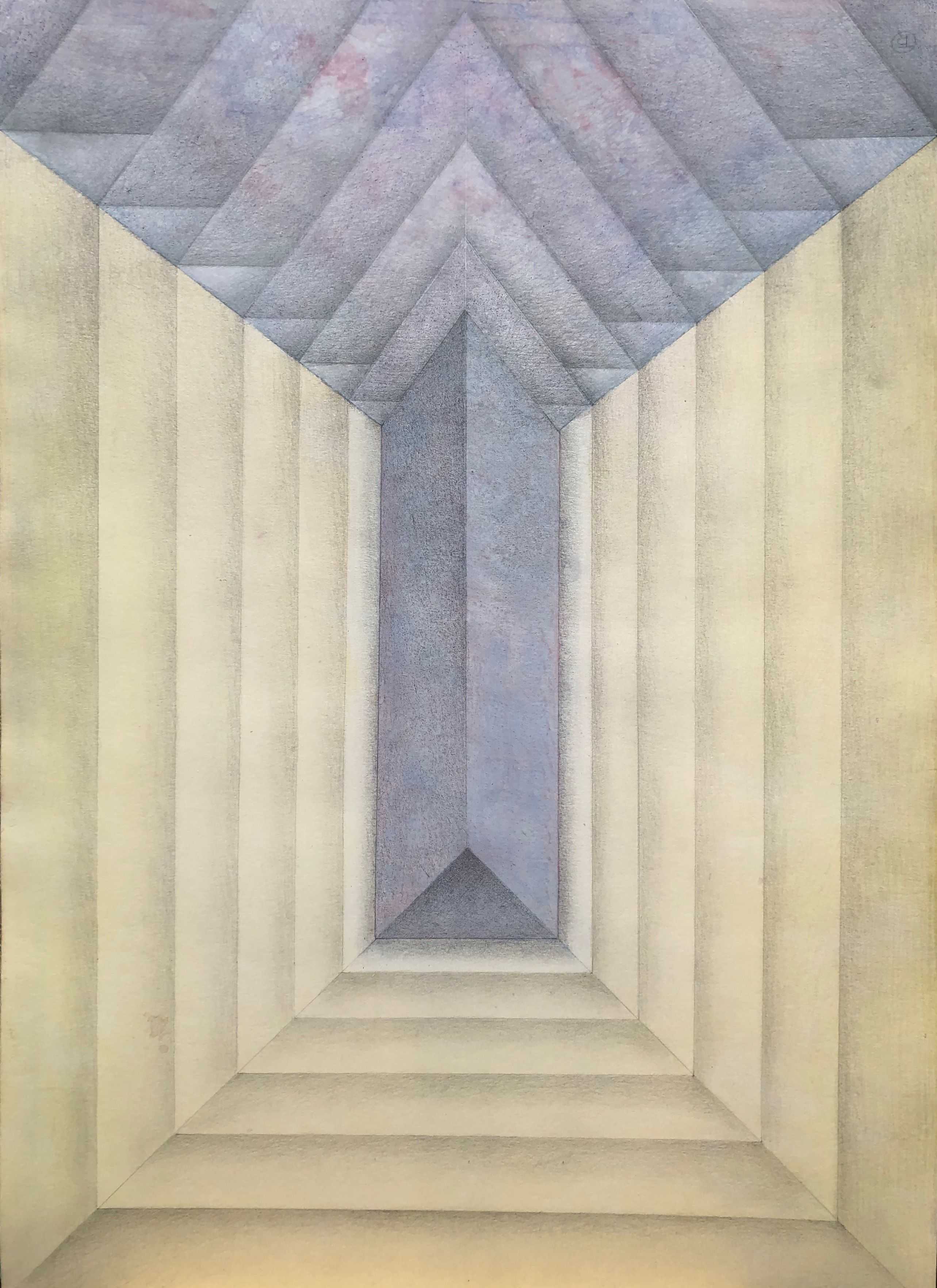 Linéaire, crayon et acrylique sur carton de Robert Thisens, 50 x 70 cm