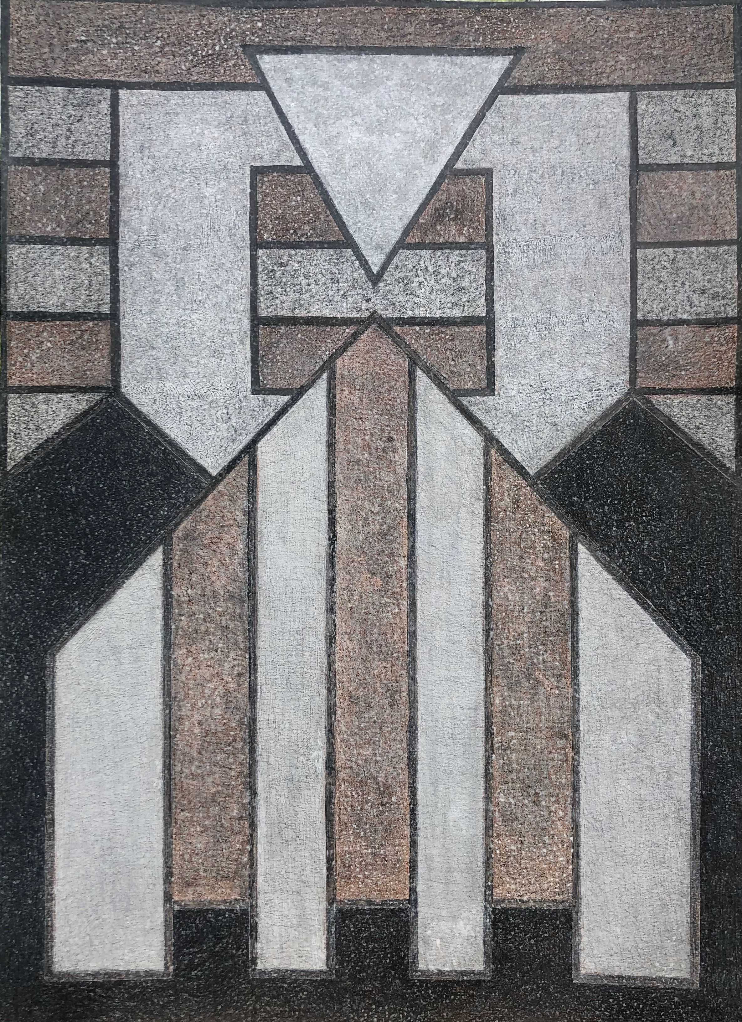 Linéaire, technique mixte sur carton de Robert Thisens, 50 x 70 cm