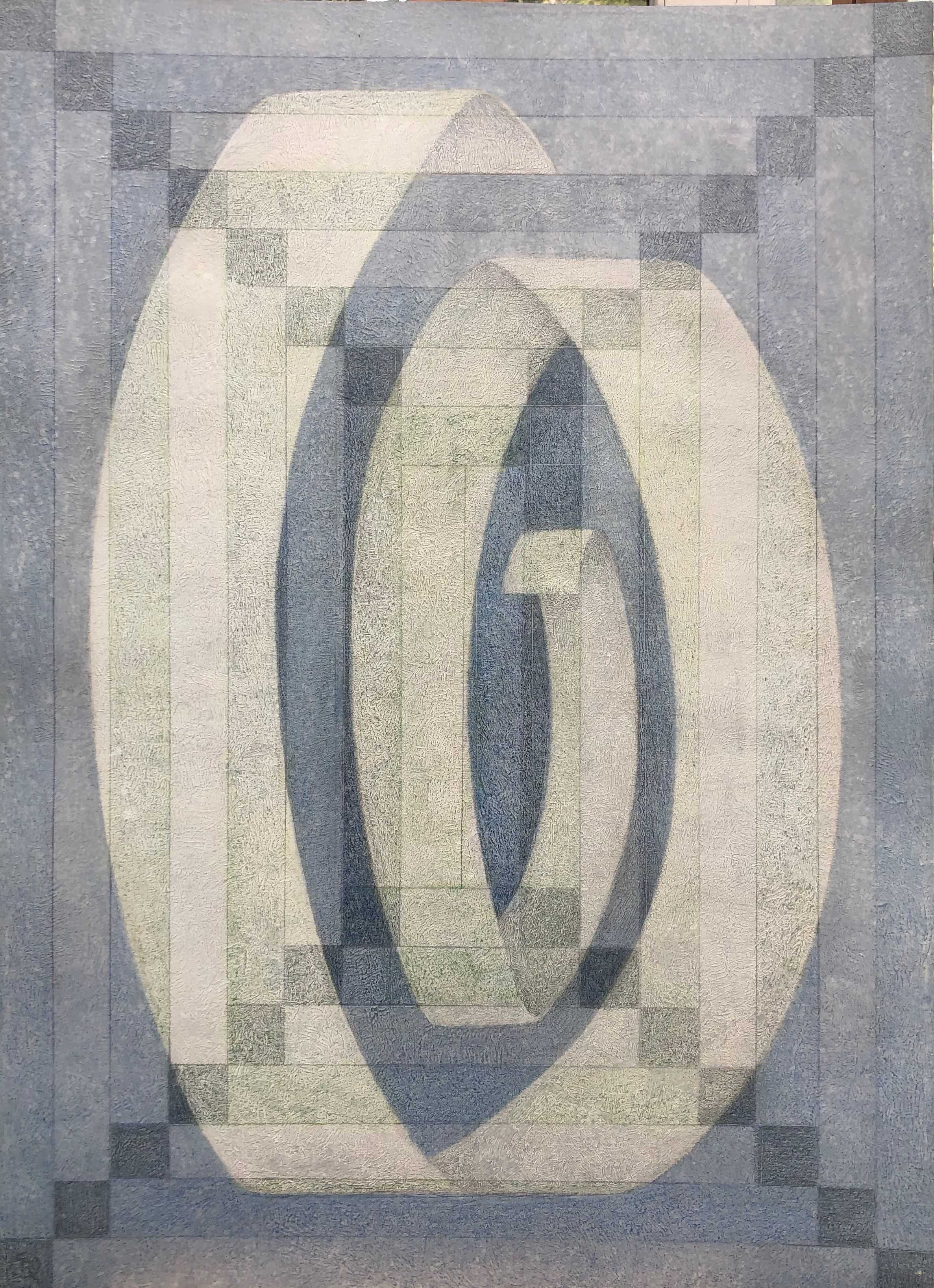Linéaire, technique mixte sur carton de Robert Thisens, 50 x 70 cm