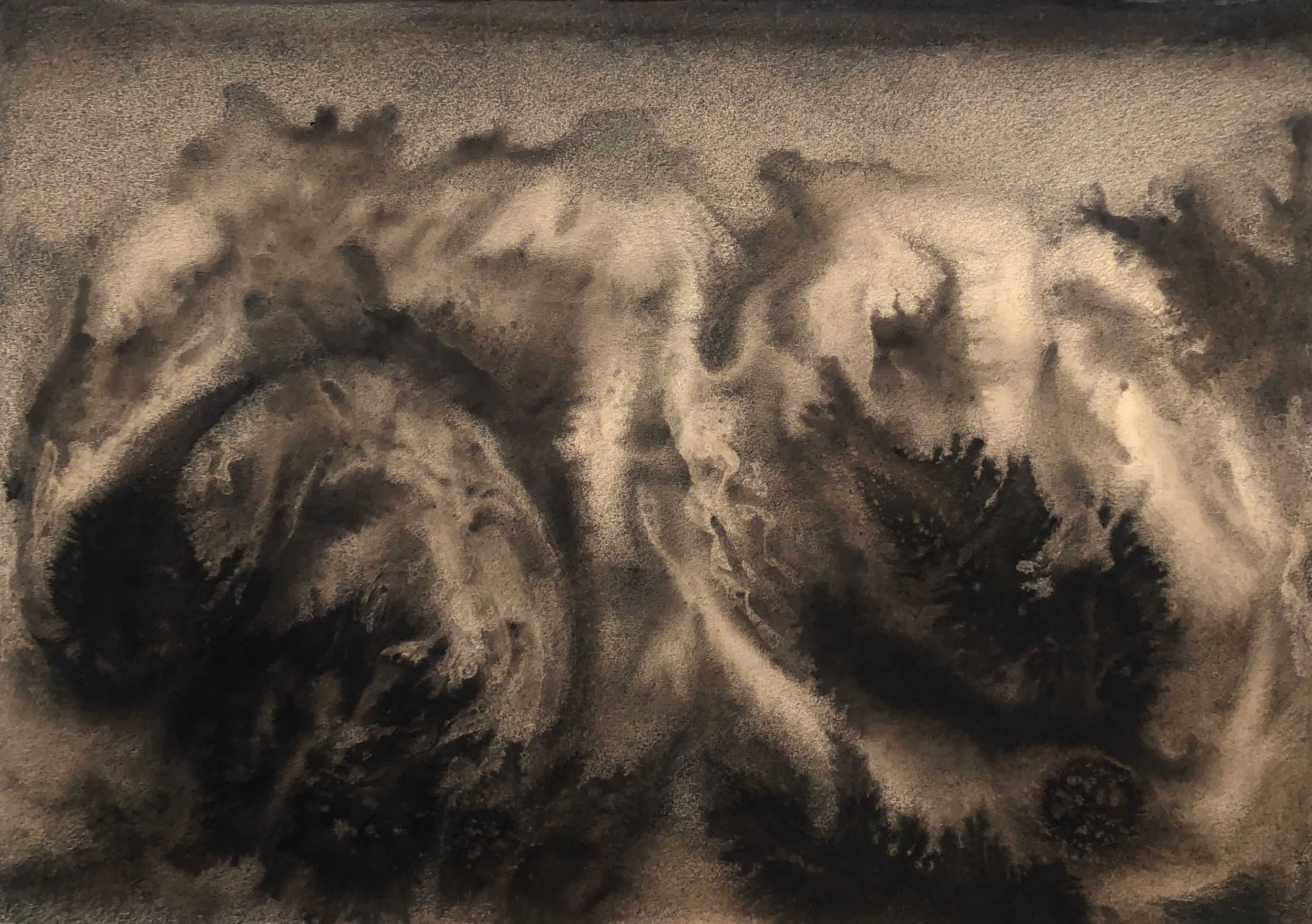 La vague, acrylique pastel gras sur carton de Robert Thisens, 50 x 70 cm
