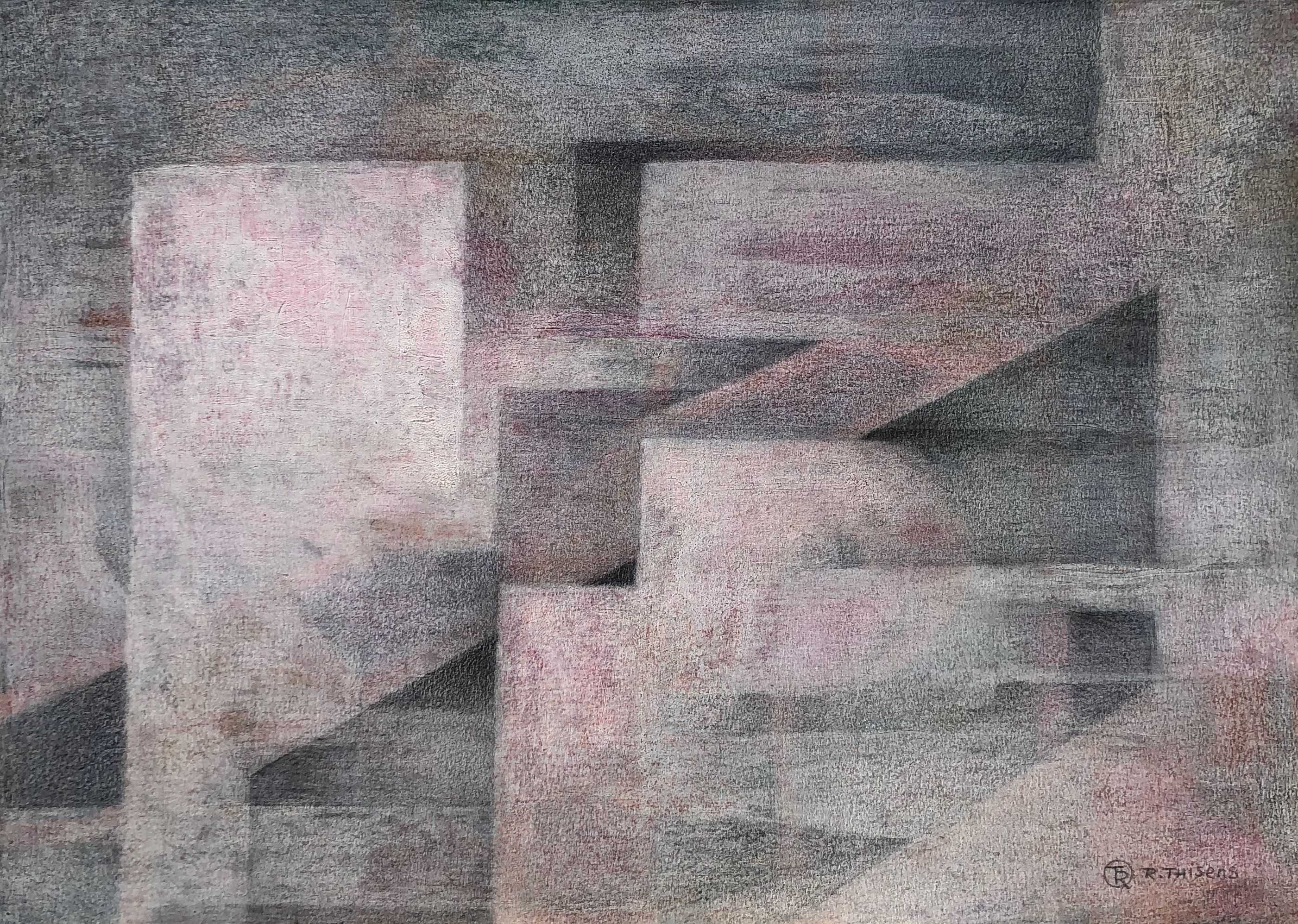 Subjectivite I, technique mixte sur carton de Robert Thisens, 50 x 70 cm