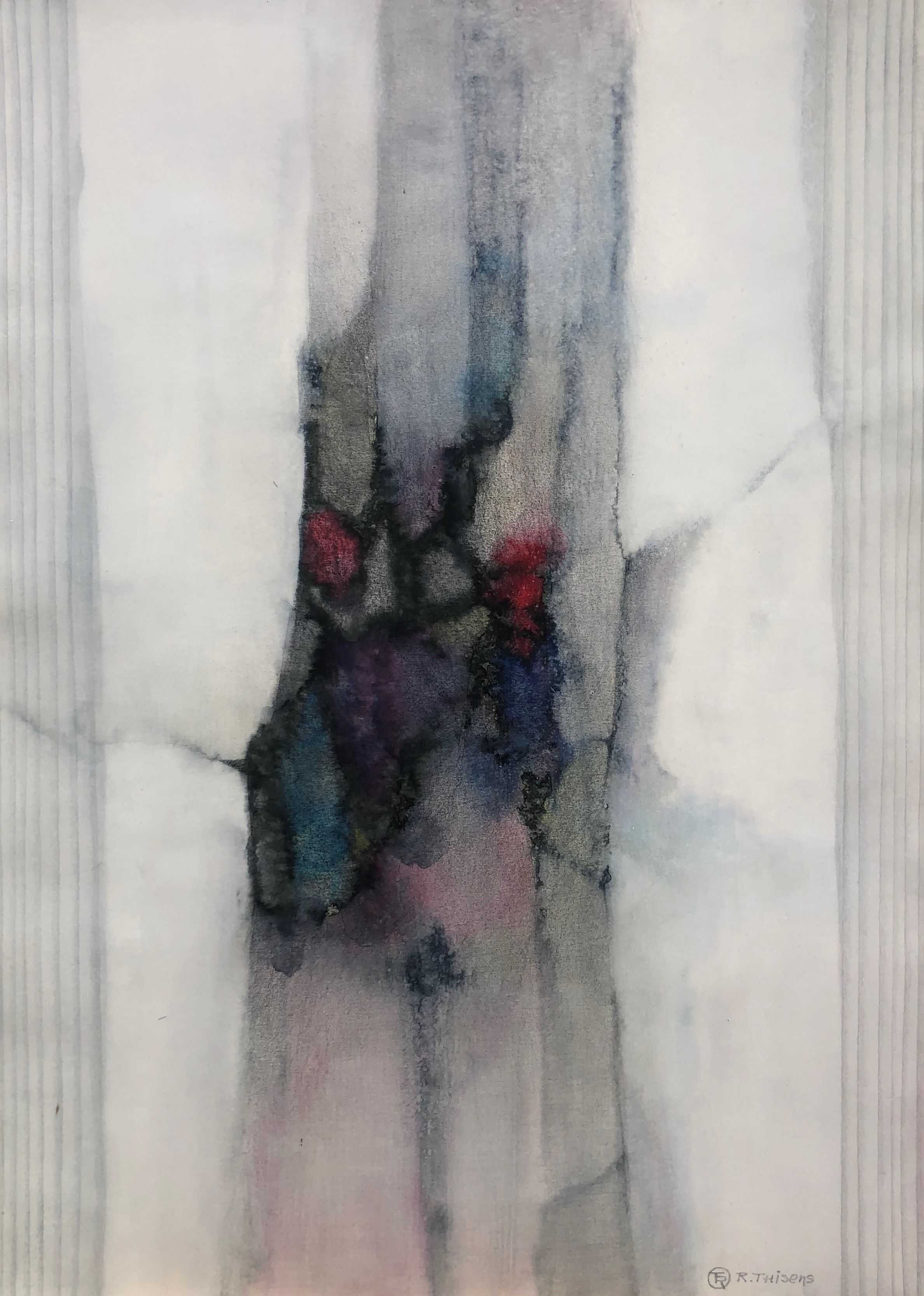 Indiscretion, technique mixte sur carton de Robert Thisens, 50 x 70 cm