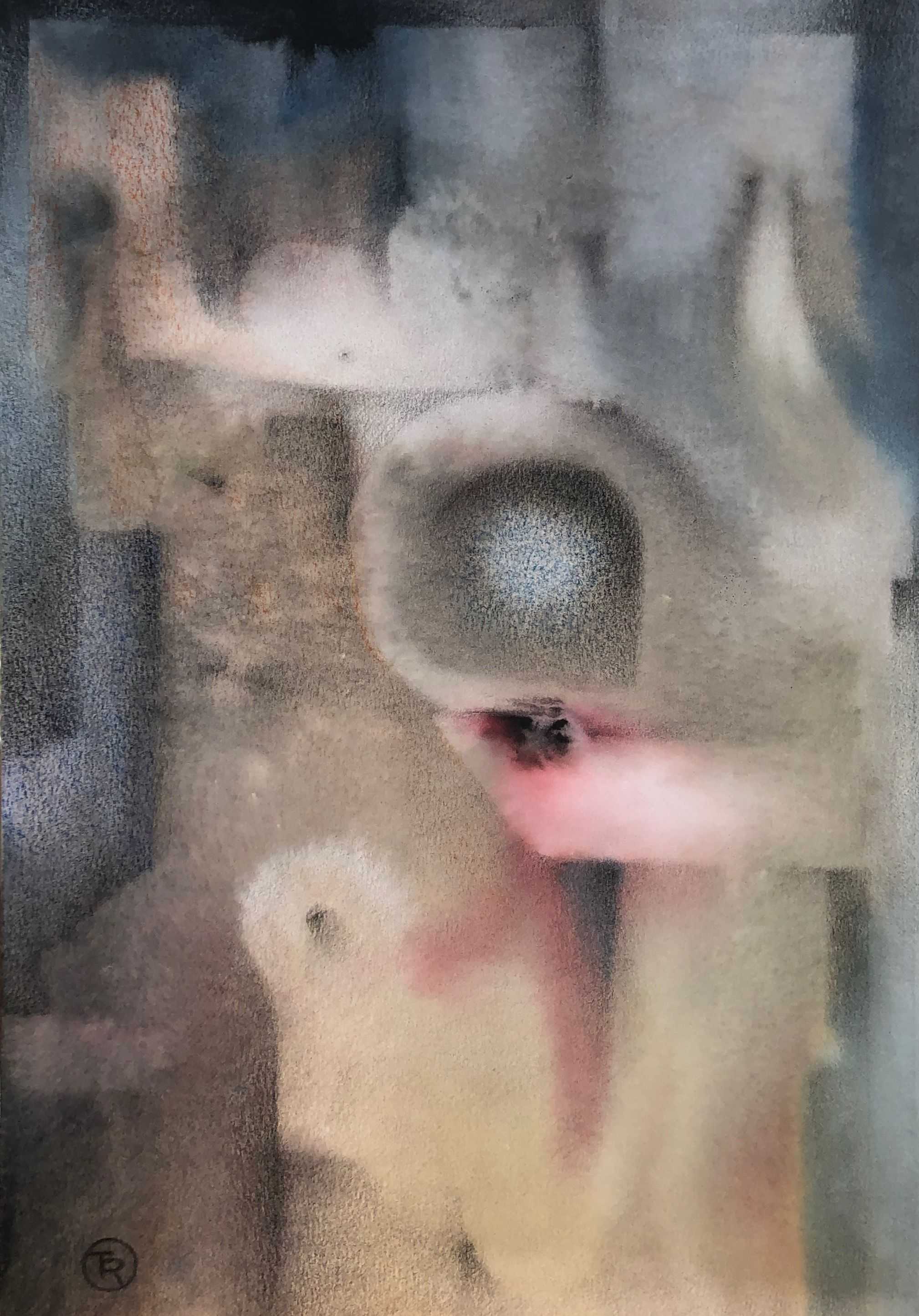 Sans titre, encre rehaussée au pastel sur carton de Robert Thisens, 35 x 50 cm