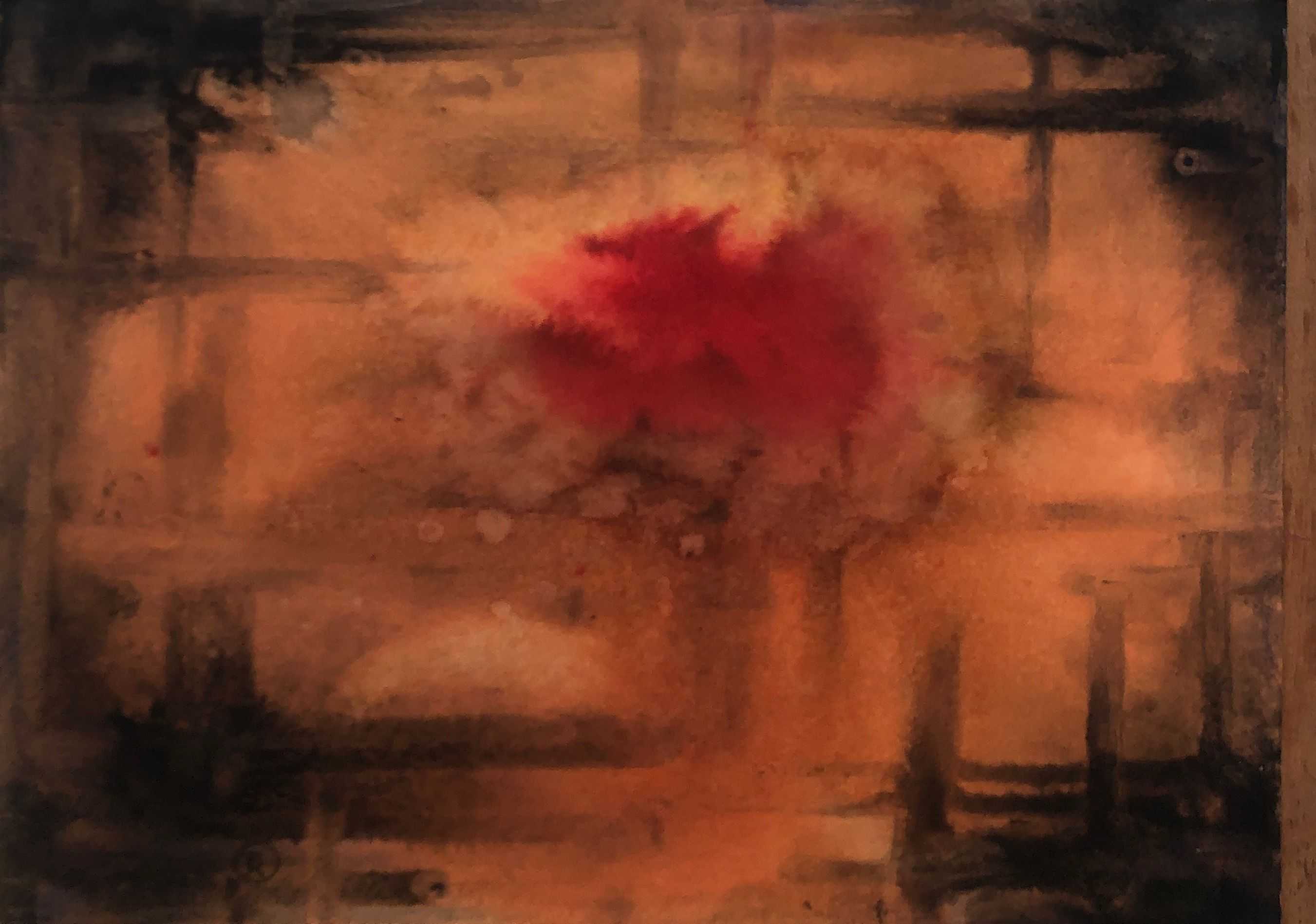 Sans titre, encre rehaussée au pastel sur carton de Robert Thisens, 35 x 50 cm