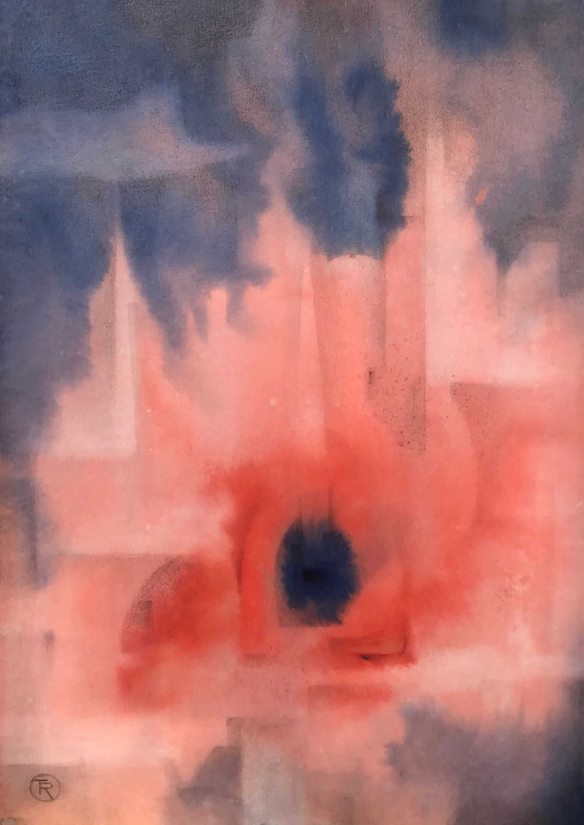 La nouvelle revolution, encre rehaussée au pastel sur carton de Robert Thisens, 35 x 50 cm