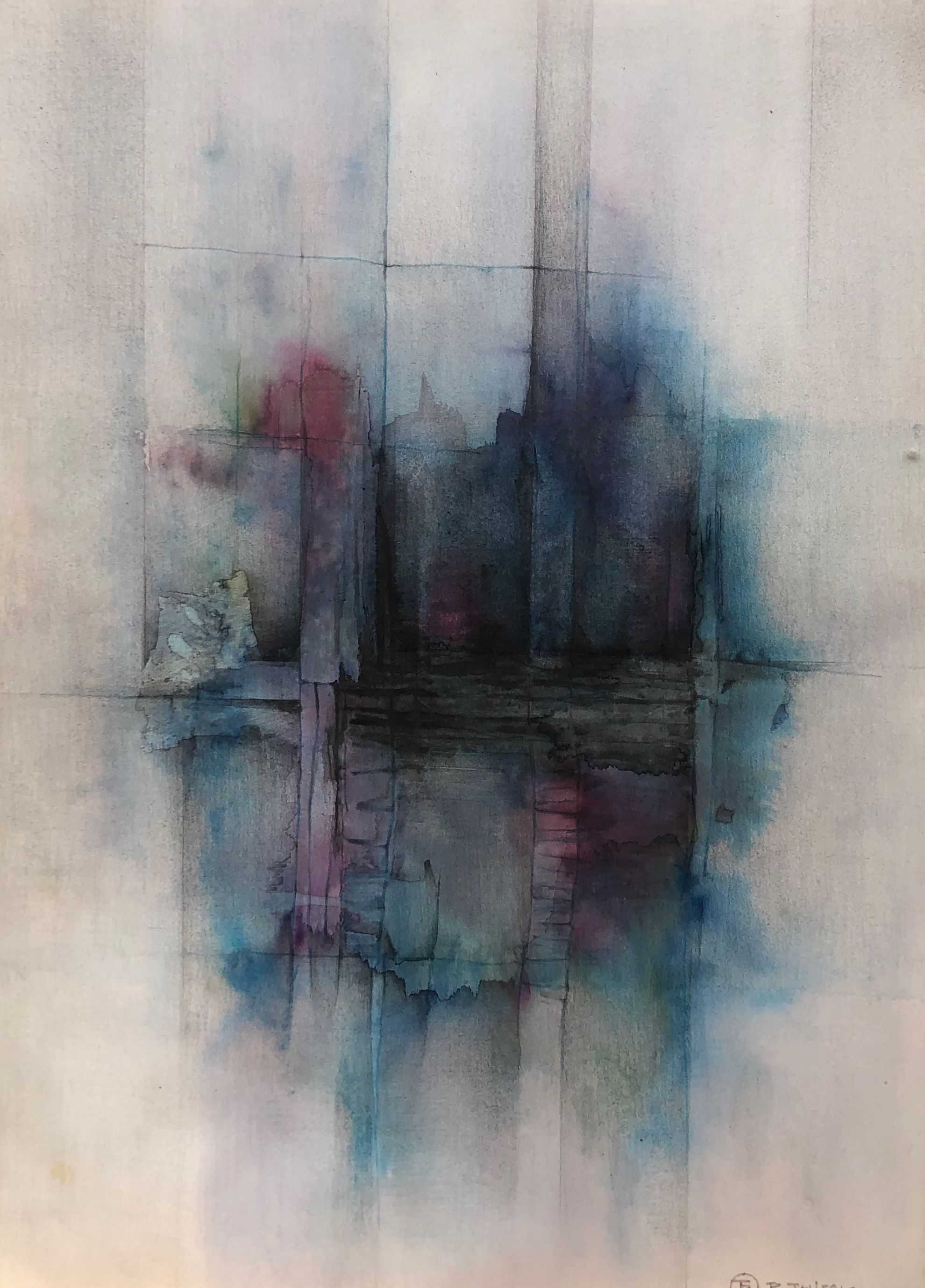 encre rehaussée au pastel sur carton de Robert Thisens, 35 x 50 cm