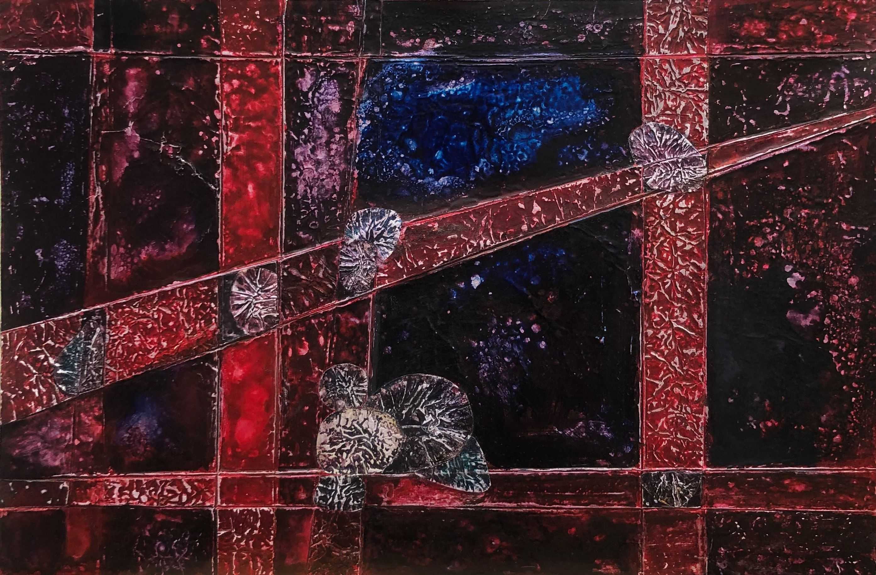 Cristallisation, alu acrylique sur carton de Robert Thisens, 33 x 49 cm