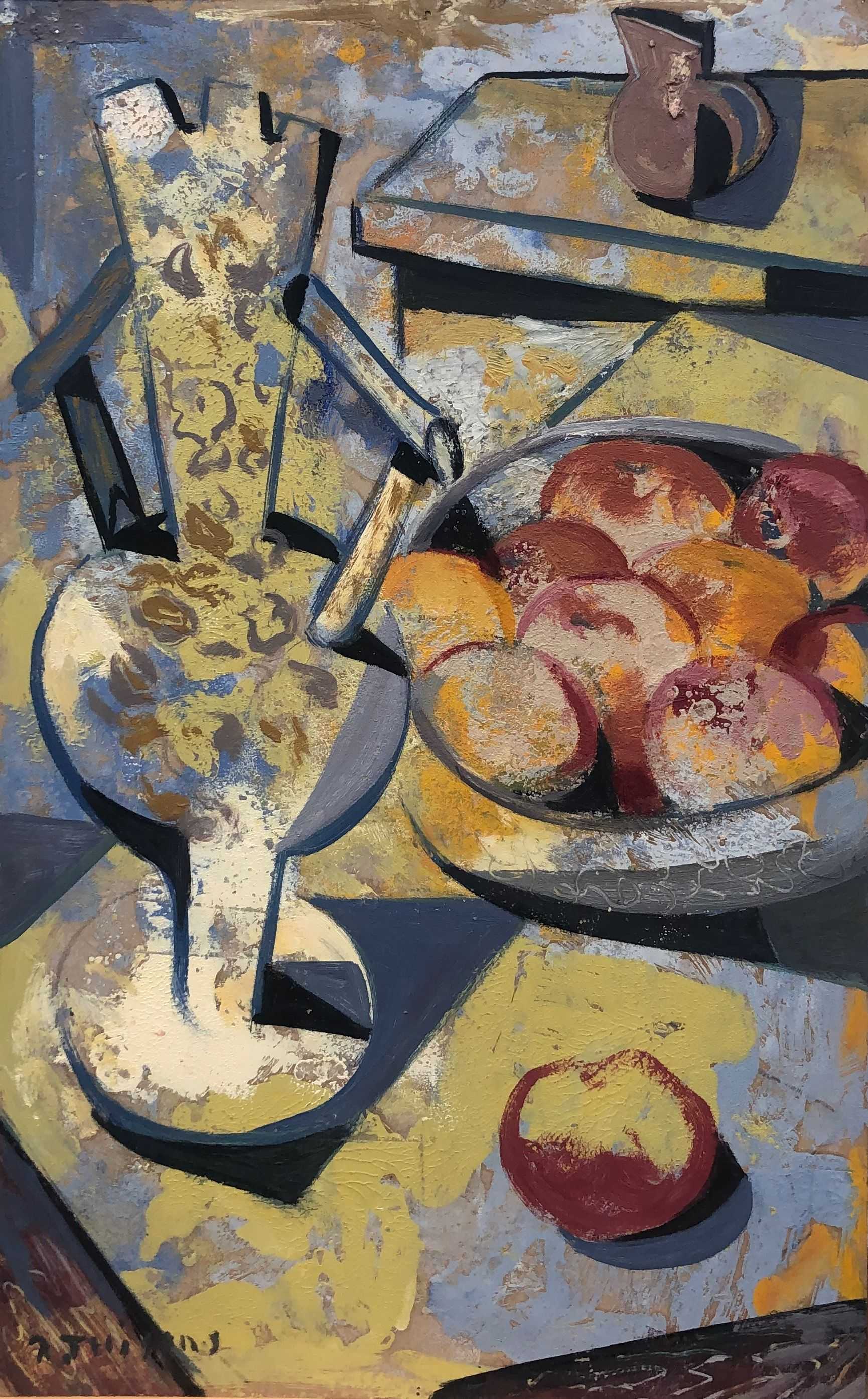 Nature morte, huile sur carton de Robert Thisens, 30 x 50 cm