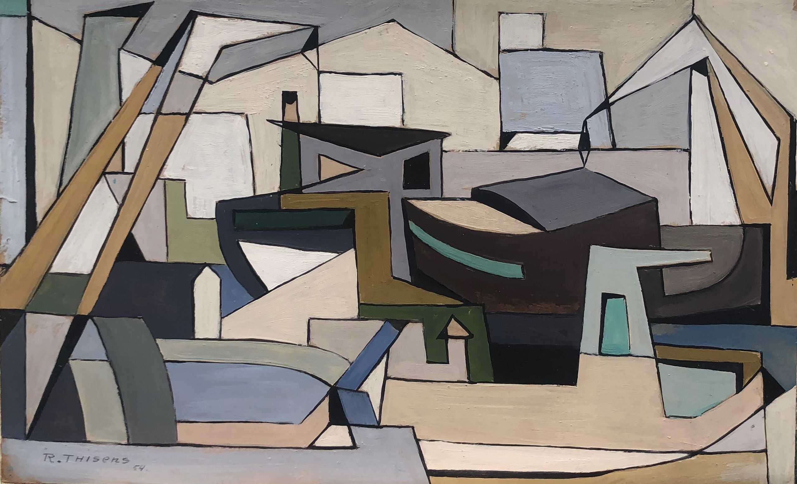 Urbain, huile sur carton de Robert Thisens, 30 x 50 cm