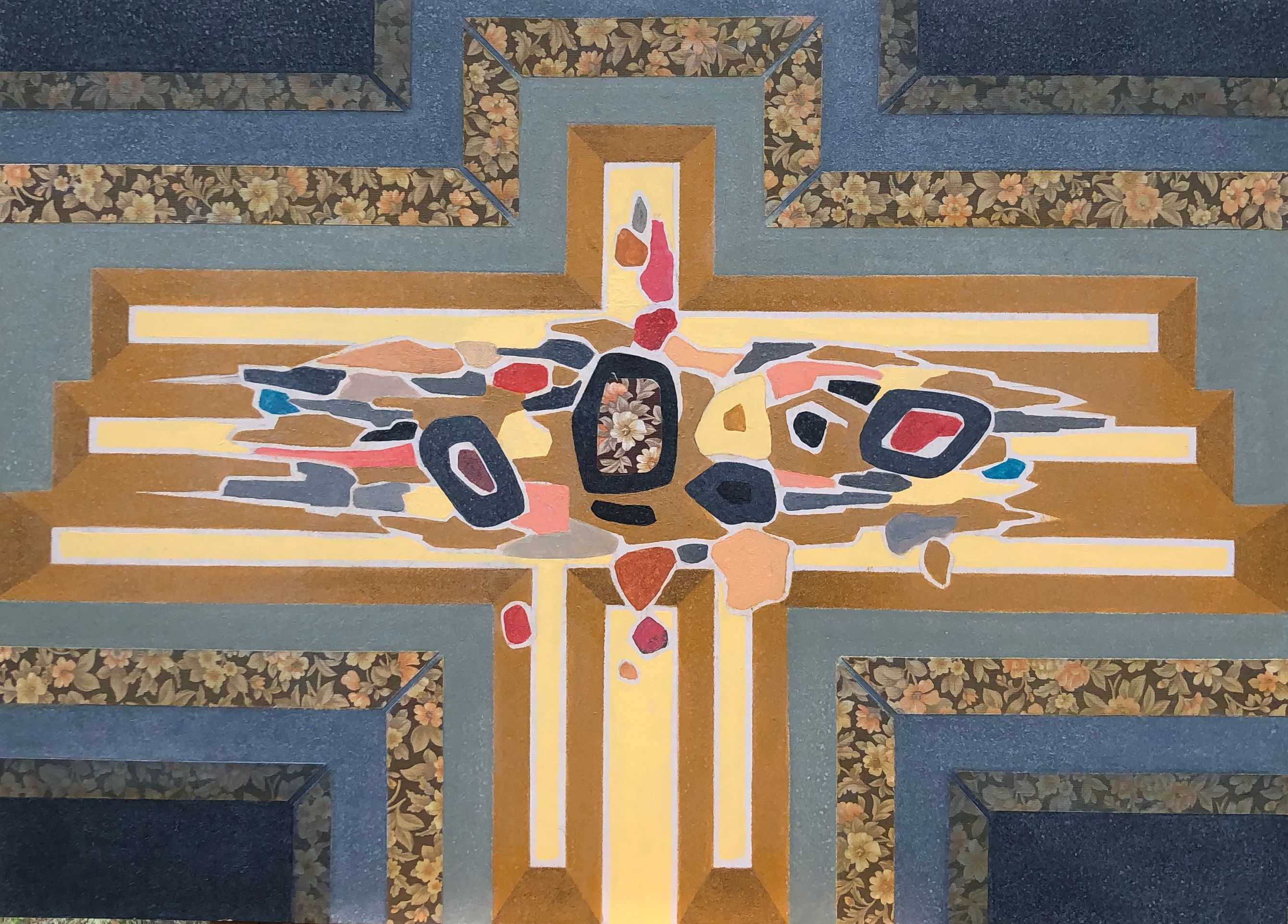 Collage, acrylique sur carton de Robert Thisens, 50 x 70 cm