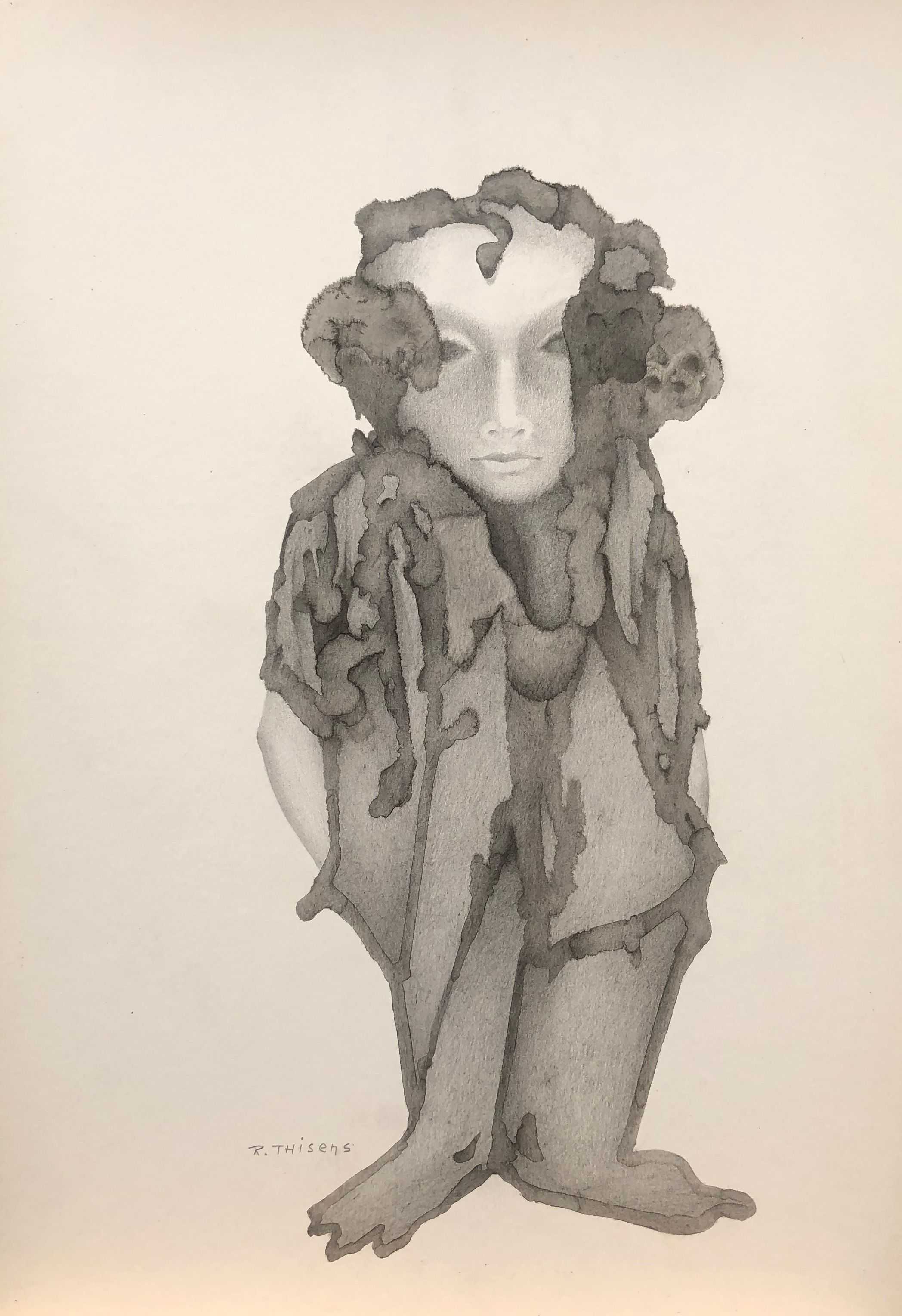La peau des autres, mine de plomb sur carton de Robert Thisens, 35 x 50 cm