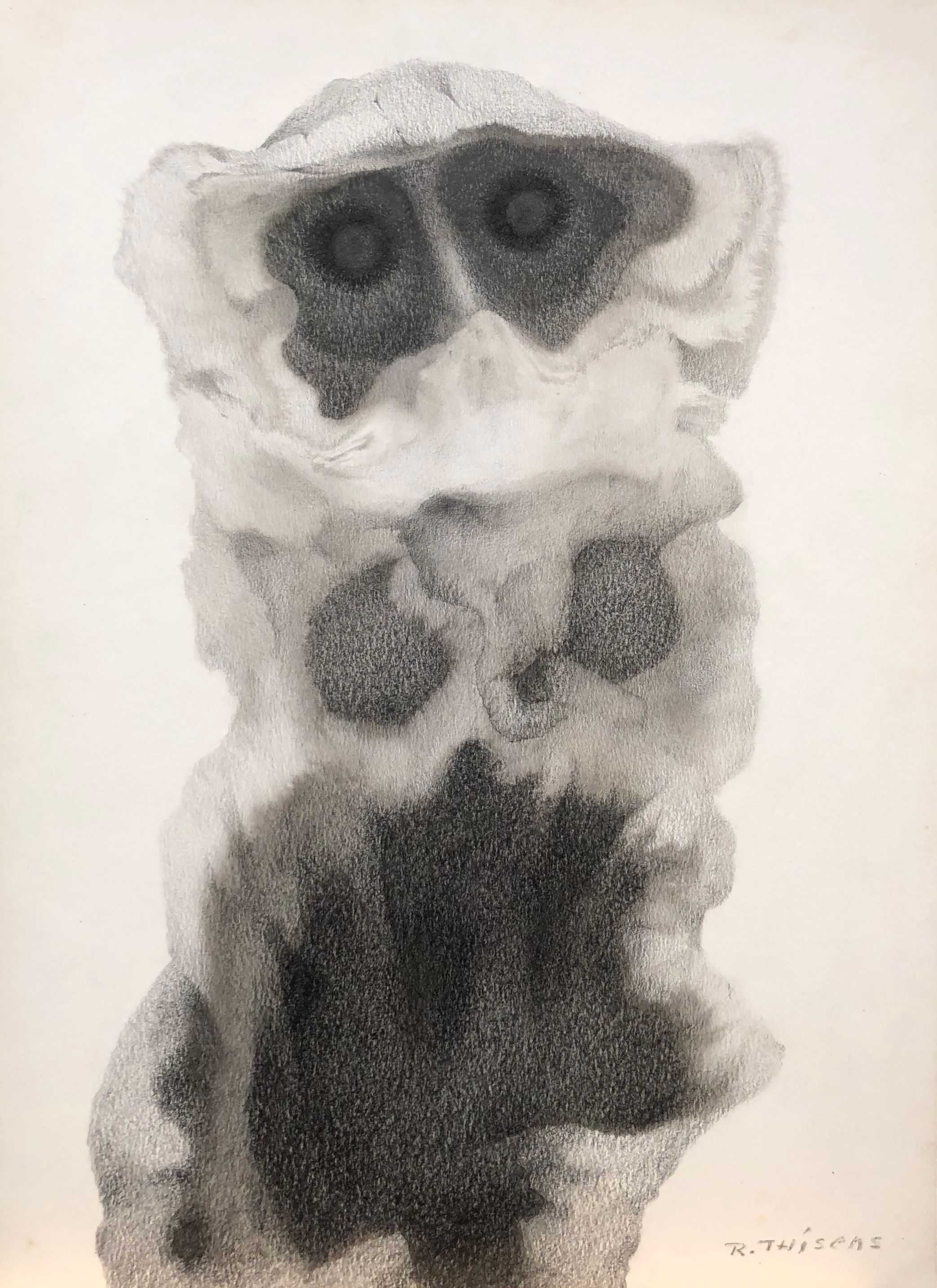 Feminité, mine de plomb et encre de chine sur carton de Robert Thisens, 35 x 50 cm