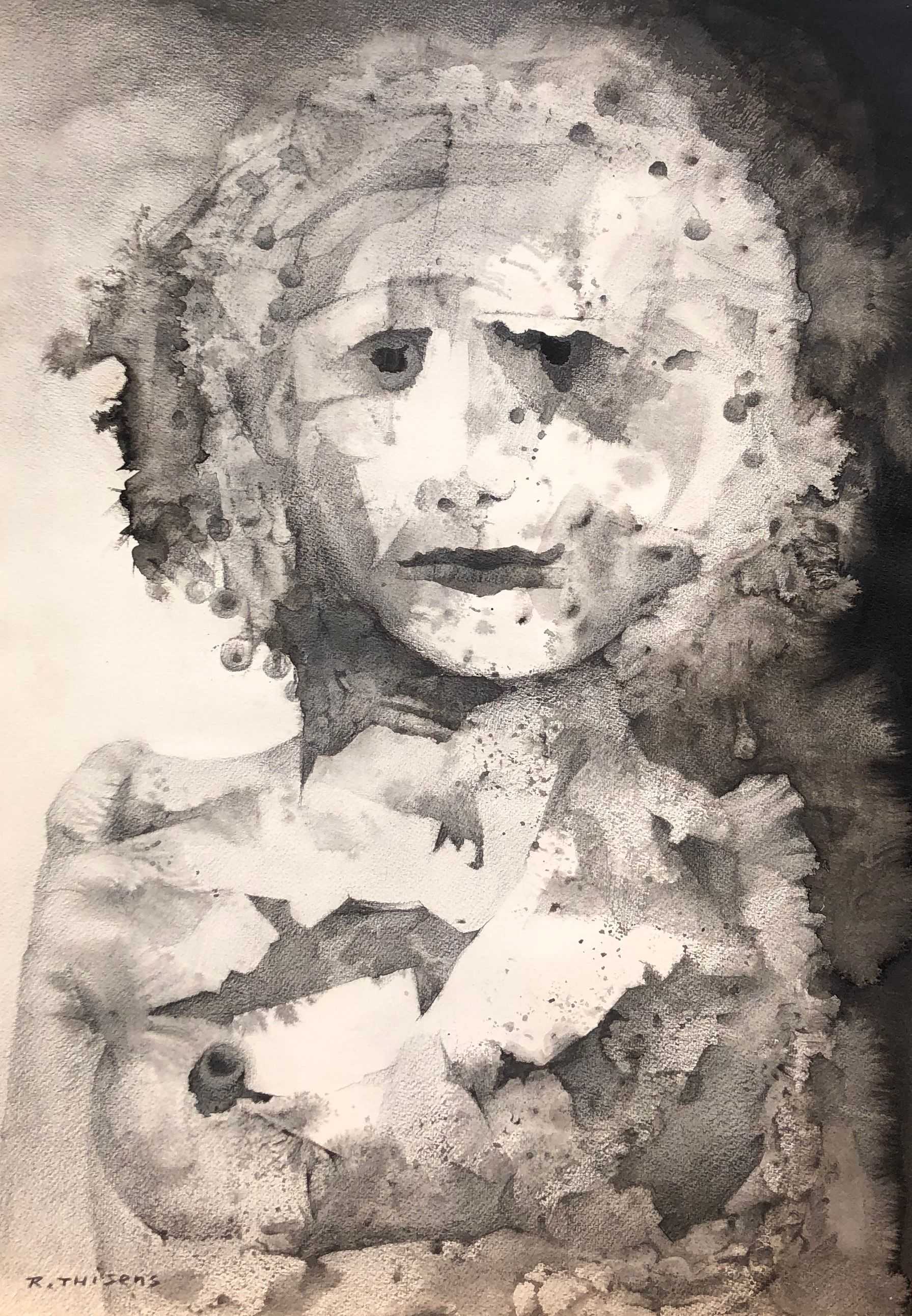 Feminité, mine de plomb et pastel gras sur carton de Robert Thisens, 30 x 40 cm
