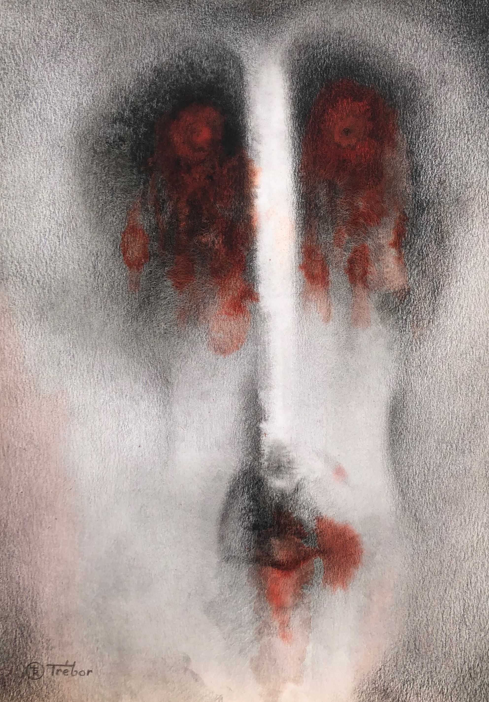 Les larmes de sang, mine de plomb et encre de chine sur carton de Robert Thisens, 35 x 50 cm