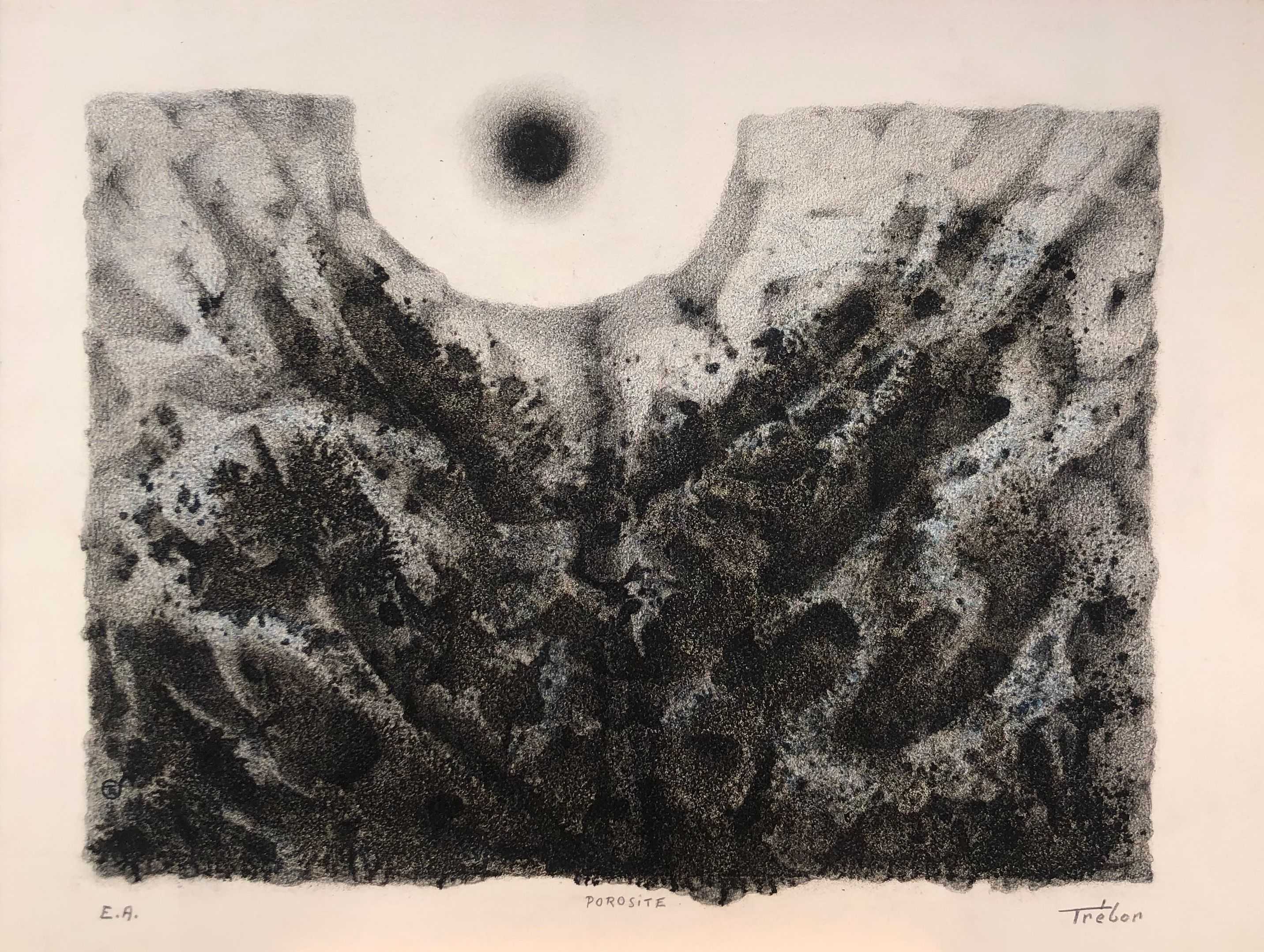 Lithographie porosité, rehaussée au pastel gras sur papier fort de Robert Thisens, 39 x 43 cm