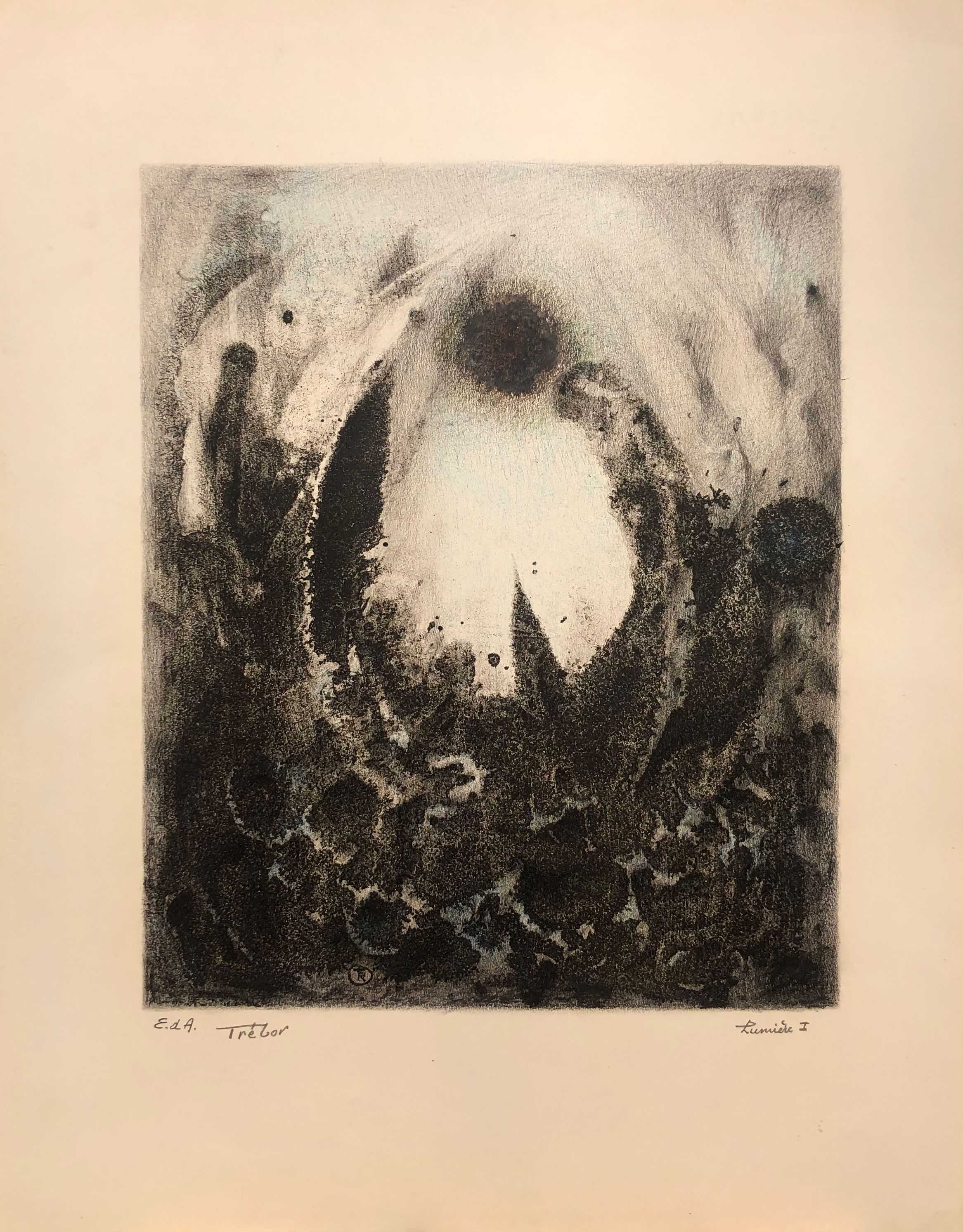 Lithographie lumiere 1, rehaussée au pastel gras sur papier fort de Robert Thisens, 39 x 43 cm
