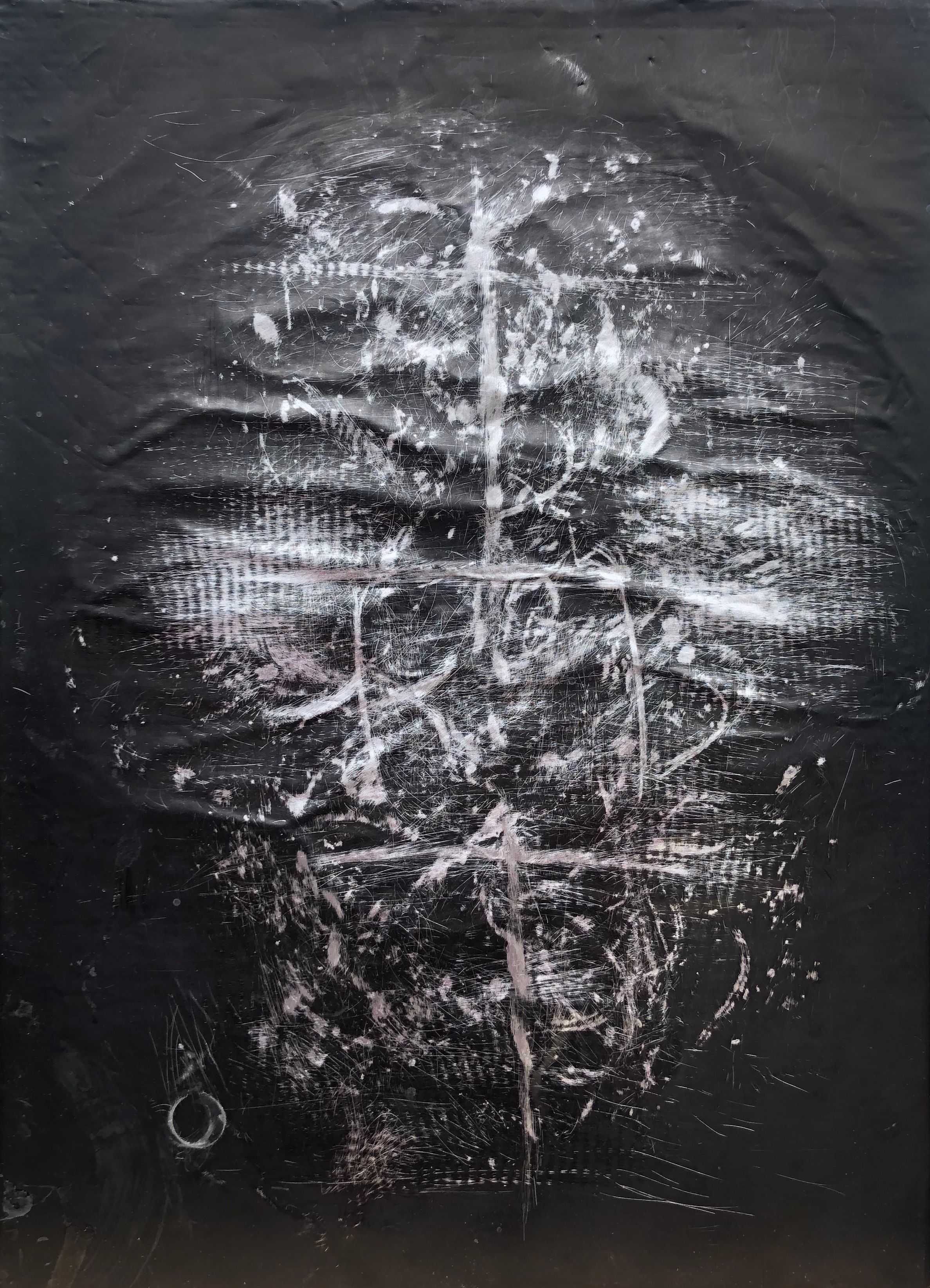 Gravure 14, aluminium et pointe sèche sur aluminium sur carton de Robert Thisens, 30 x 40 cm