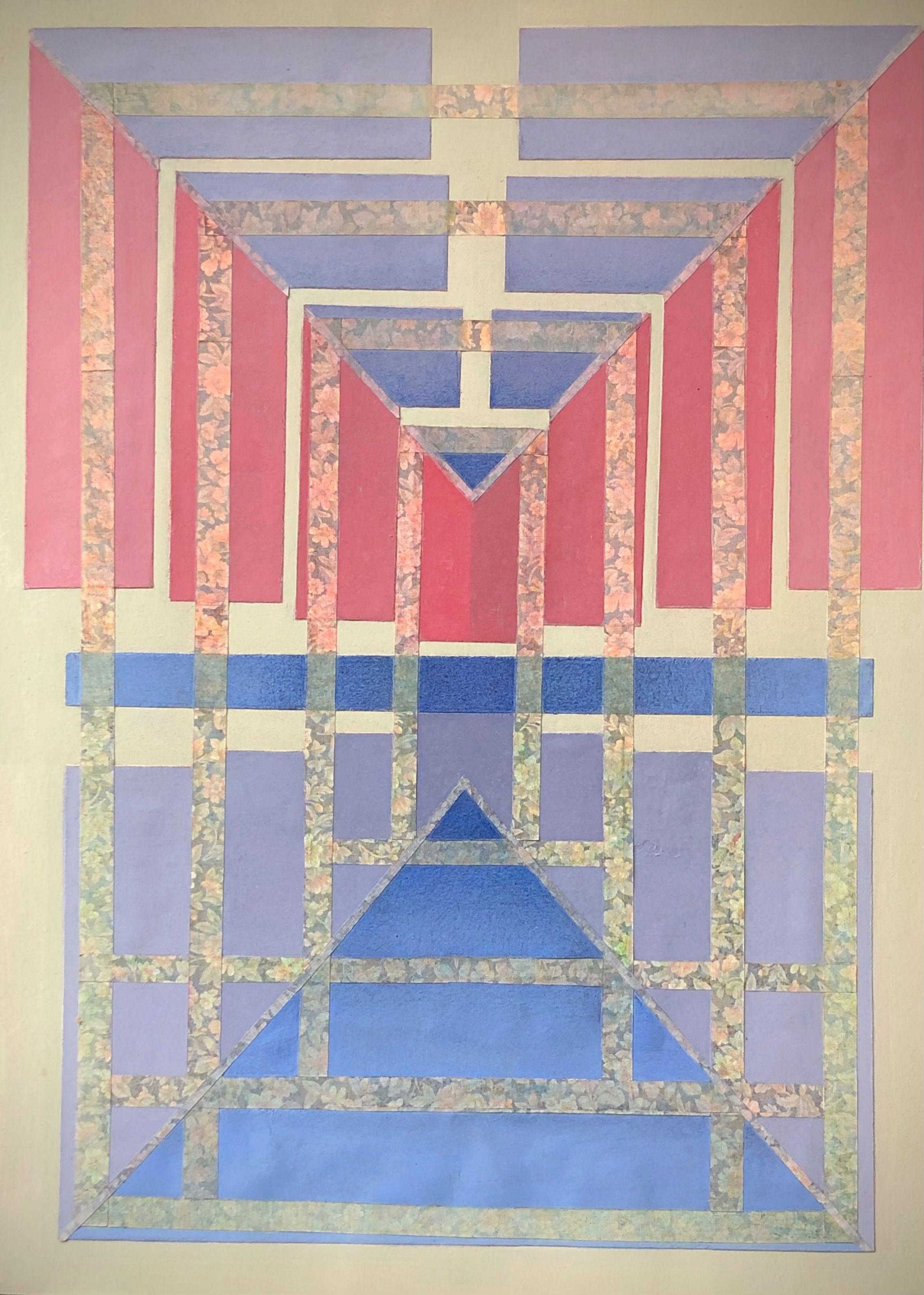Collage, acrylique sur papier sur carton de Robert Thisens, 60 x 80 cm — vue 2