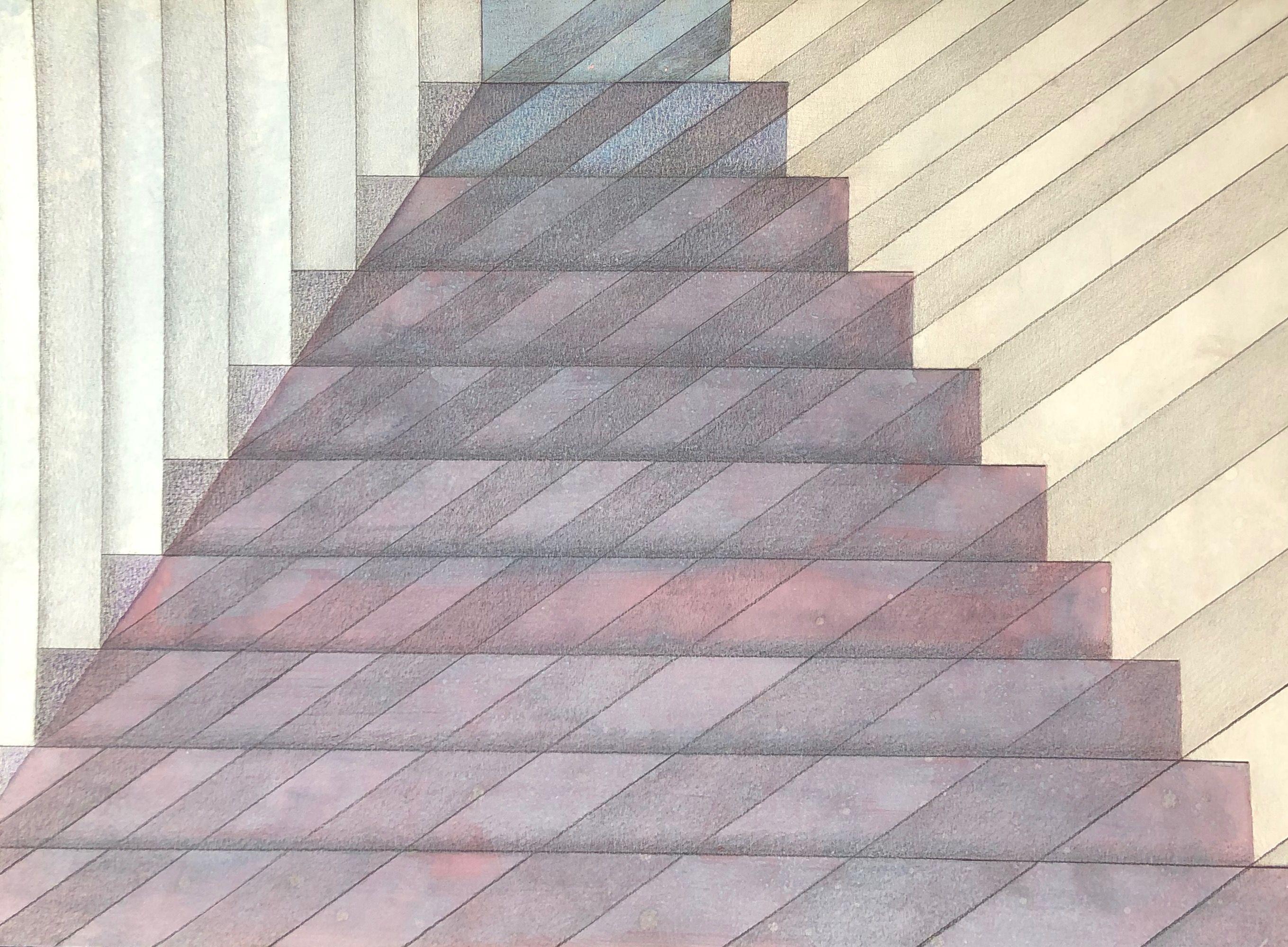 Lineaire, technique mixte sur carton de Robert Thisens, 50 x 70 cm — vue 2