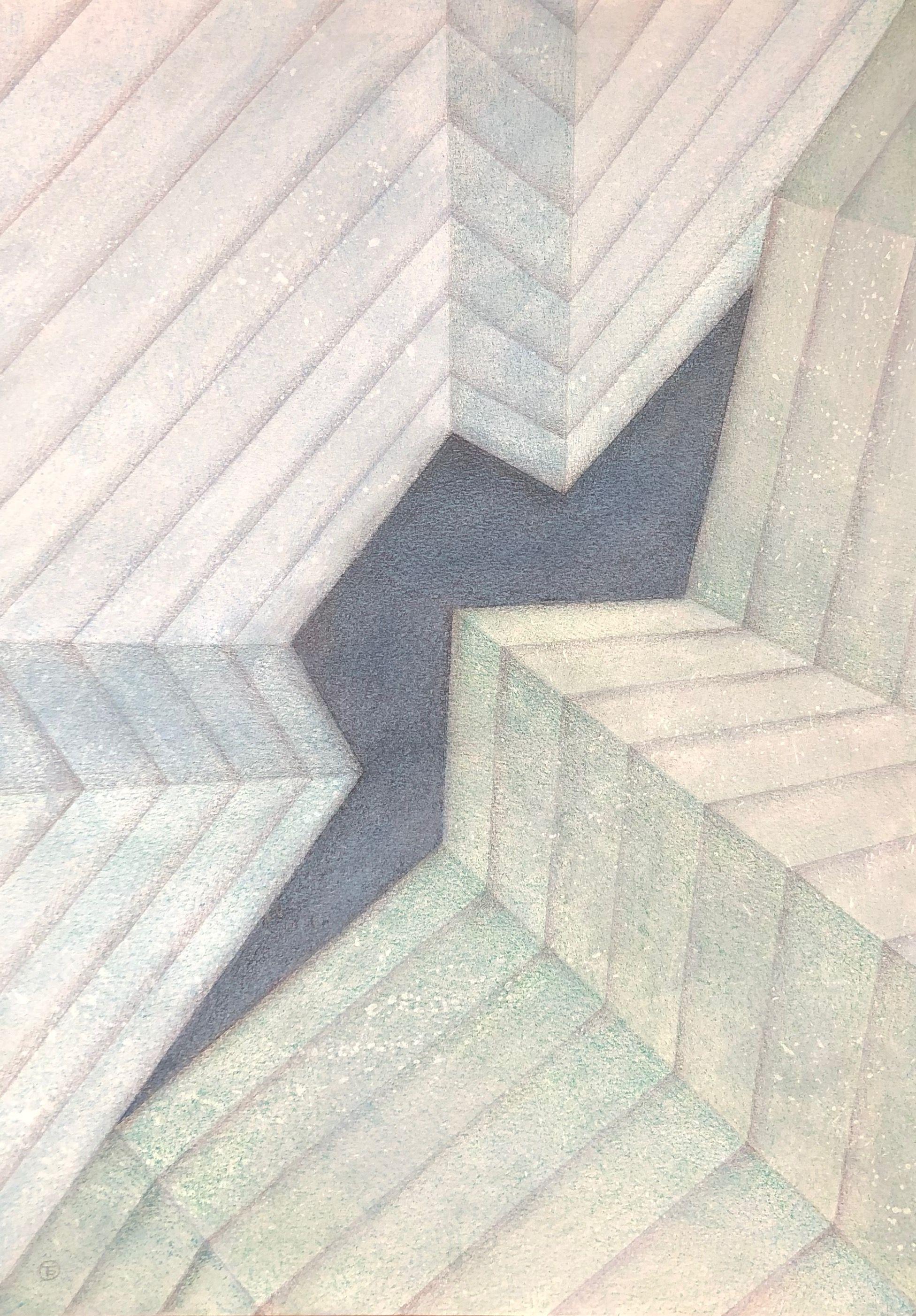 Lineaire, technique mixte sur carton de Robert Thisens, 50 x 70 cm — vue 2