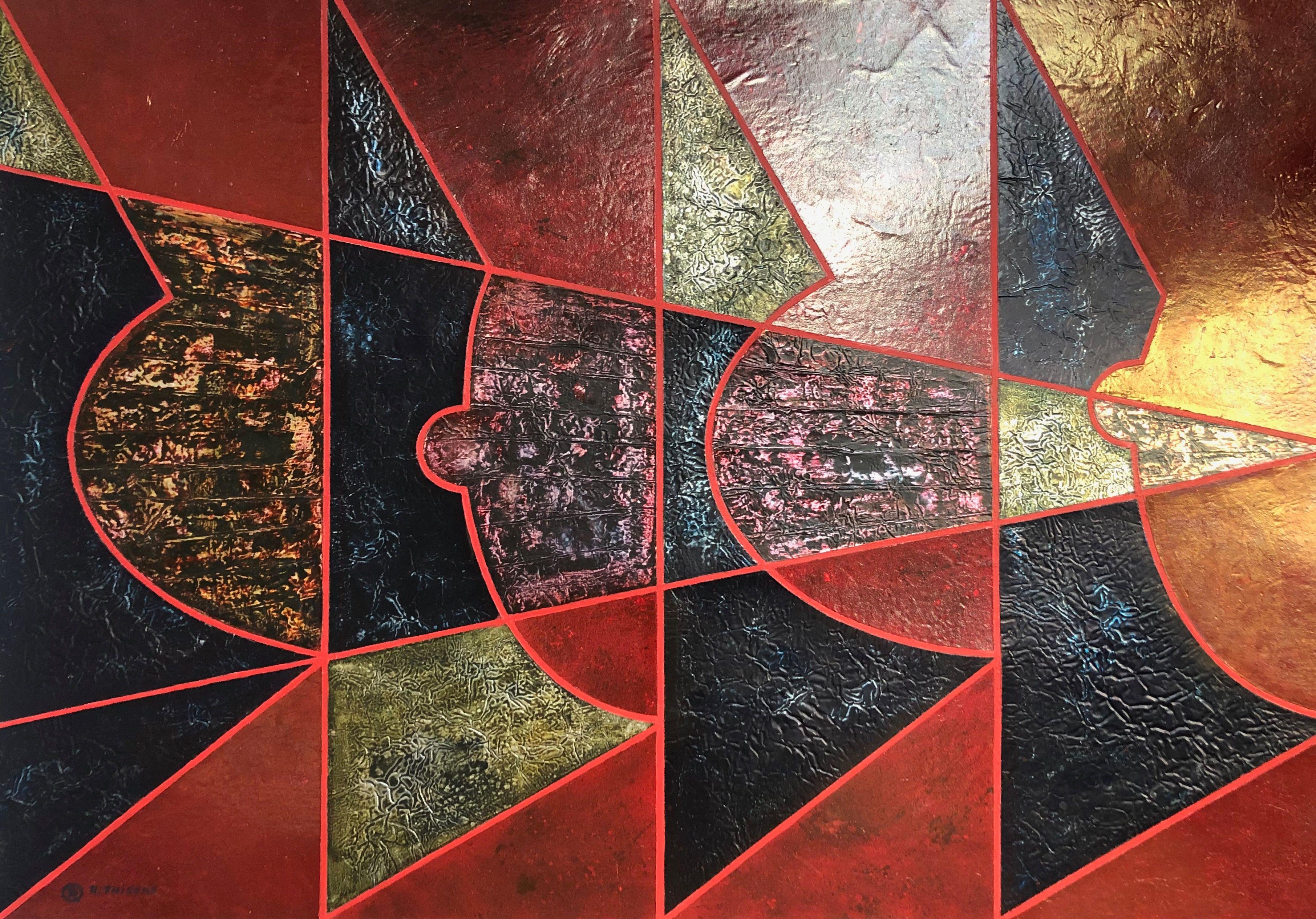 Collage, alu et encre sur carton de Robert Thisens, 70 x 100 cm — vue 2