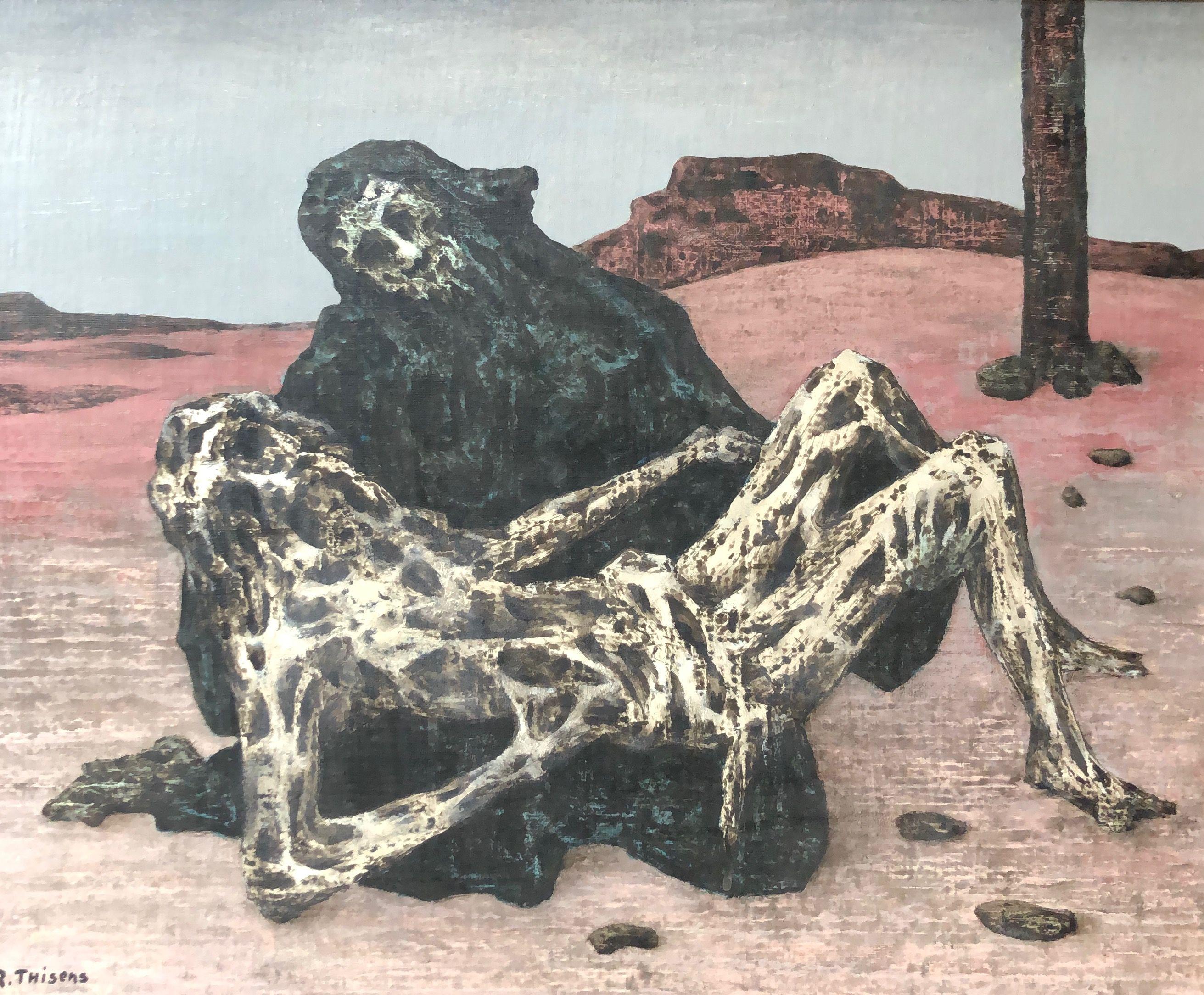 Pieta, huile sur panneau entoile de Robert Thisens, 50 x 60 cm