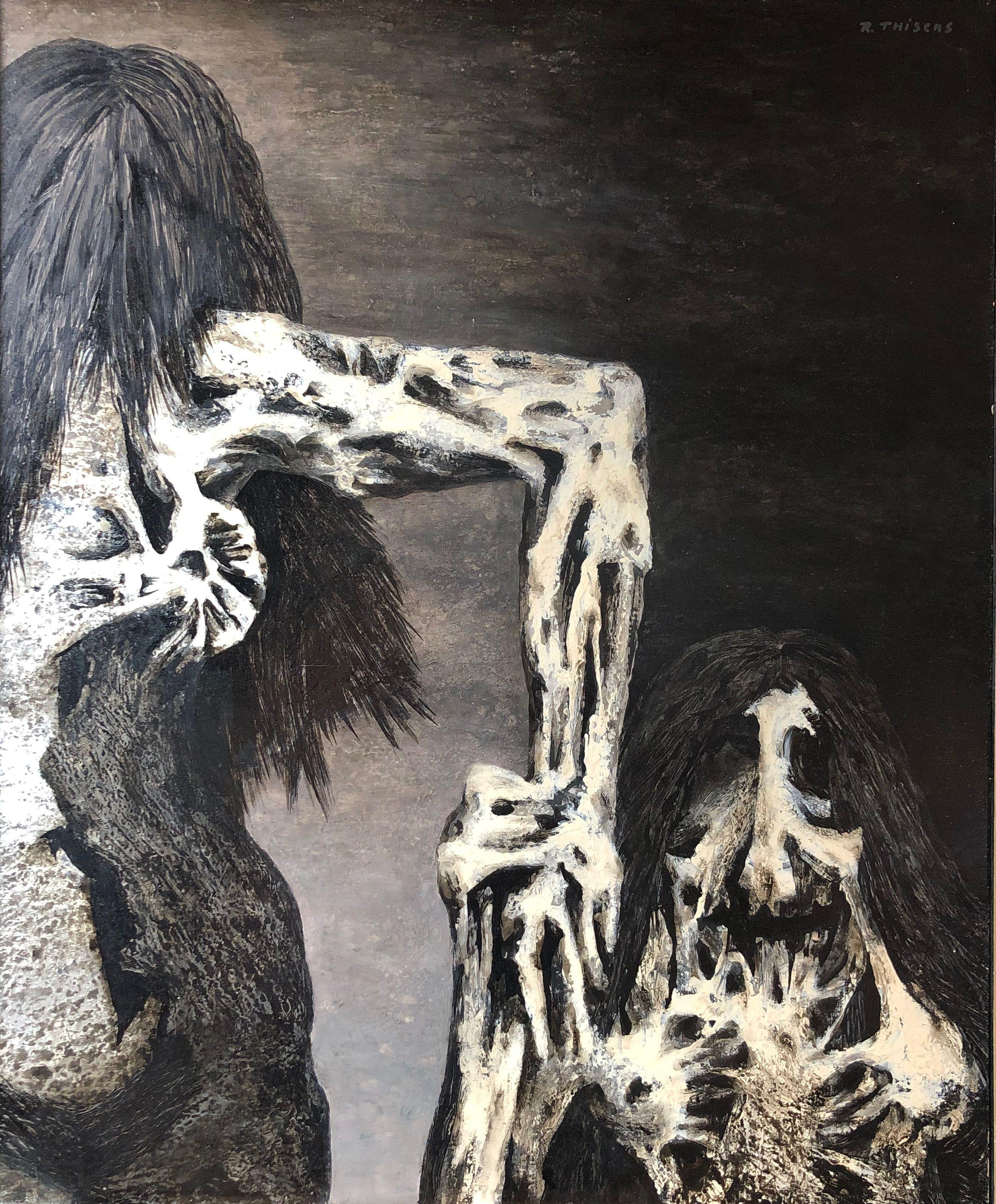 Entraide, huile sur panneau de Robert Thisens, 60 x 75 cm — vue 2