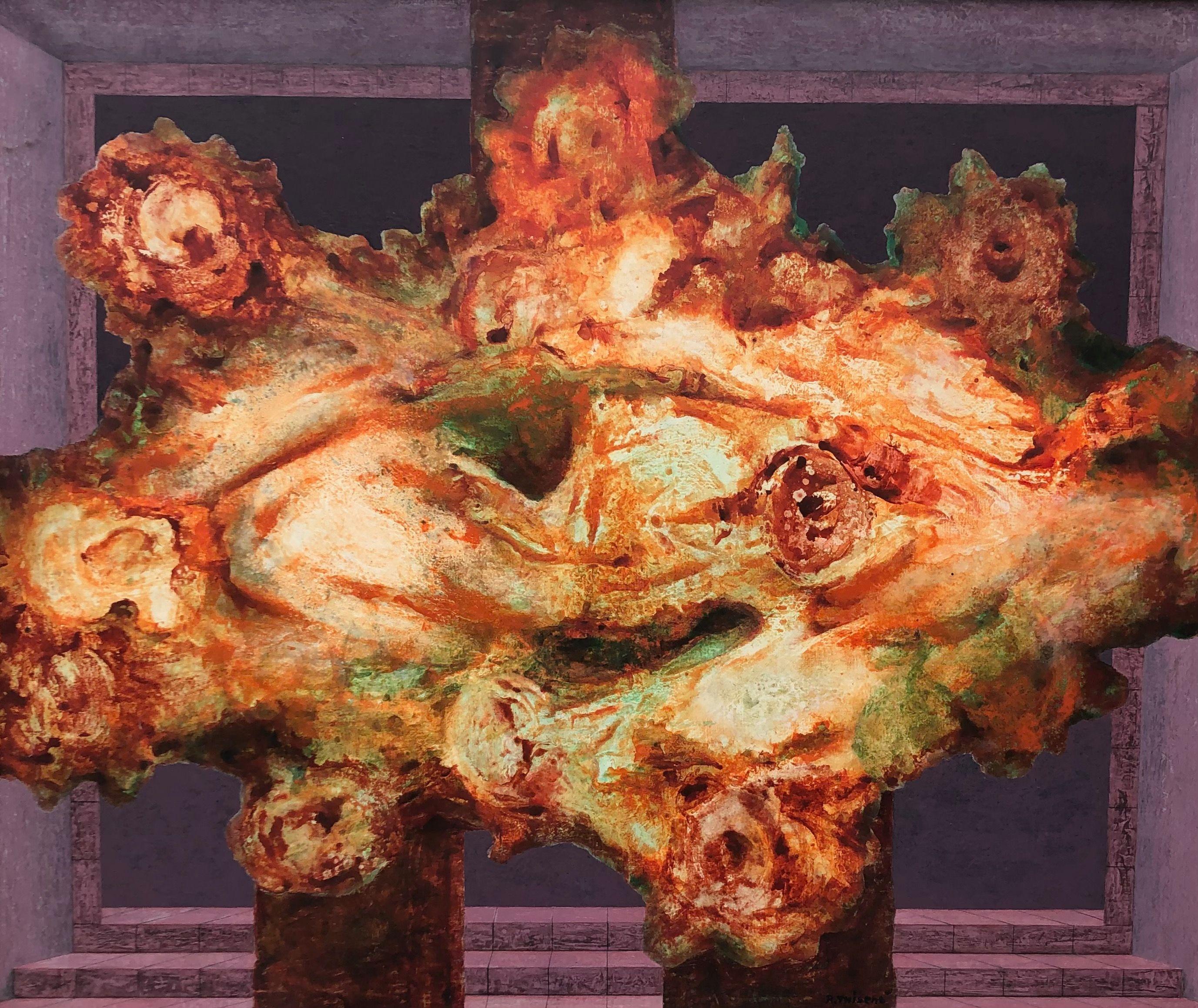 Concretion florale, acrylique sur toile de Robert Thisens, 120 x 140 cm