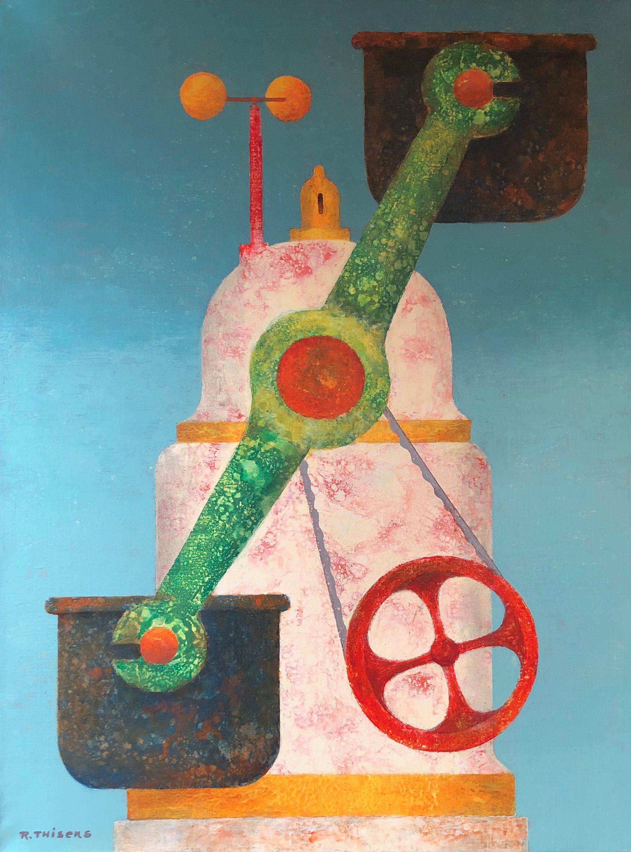 Machine au bras vert, acrylique sur toile de Robert Thisens, 60 x 80 cm
