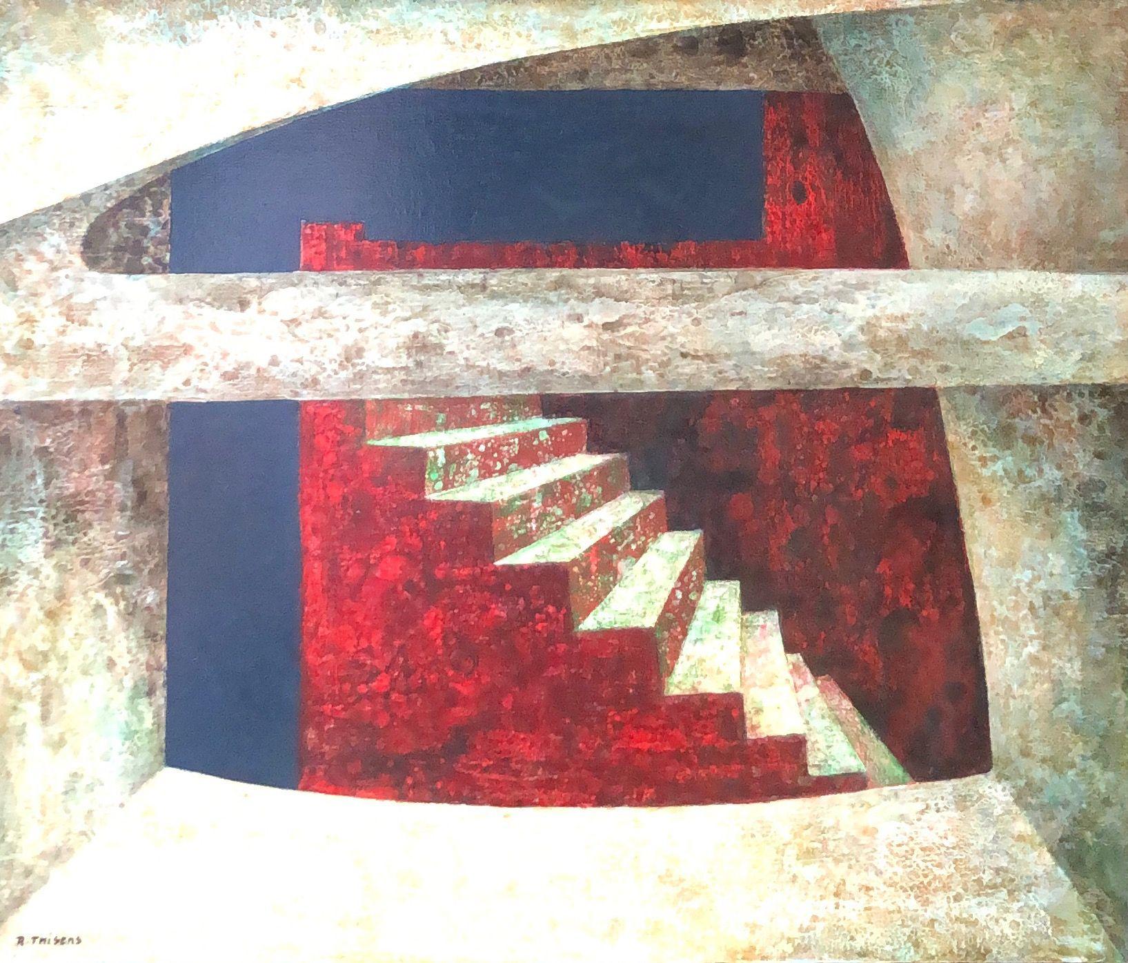 L'escalier, acrylique sur toile de Robert Thisens, 50 x 60 cm — vue 2