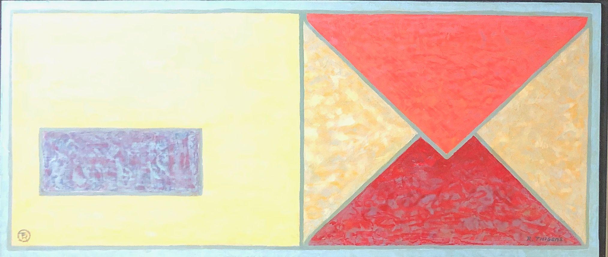 La falaise, acrylique sur panneau de Robert Thisens, 34 x 75 cm — vue 2