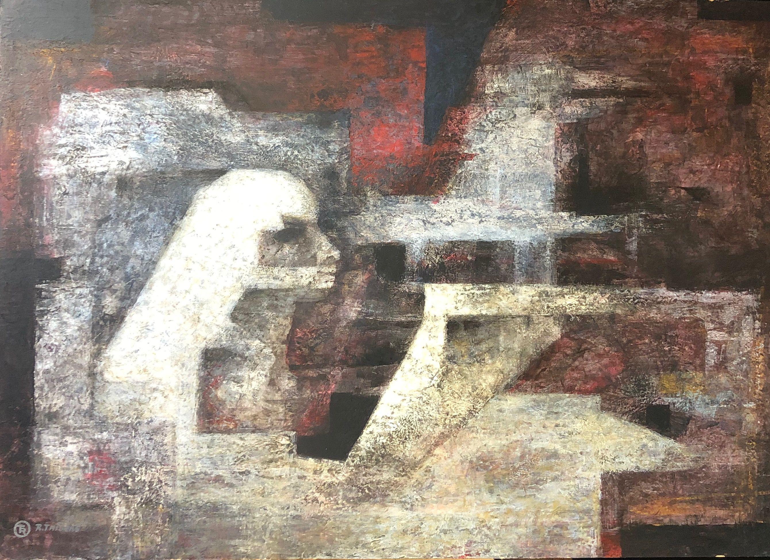 Le sphynx, acrylique pastel gras sur carton de Robert Thisens, 70 x 100 cm