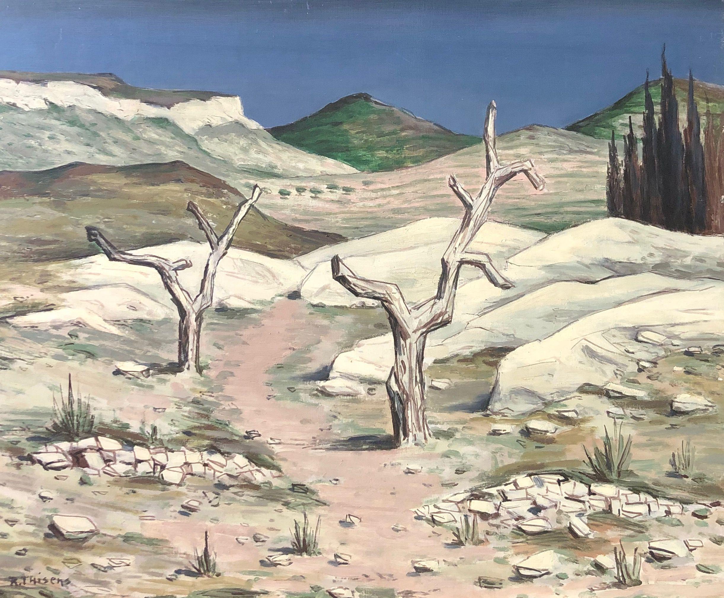 Amandiers morts - les baux, huile sur panneau de Robert Thisens, 50 x 60 cm — vue 2