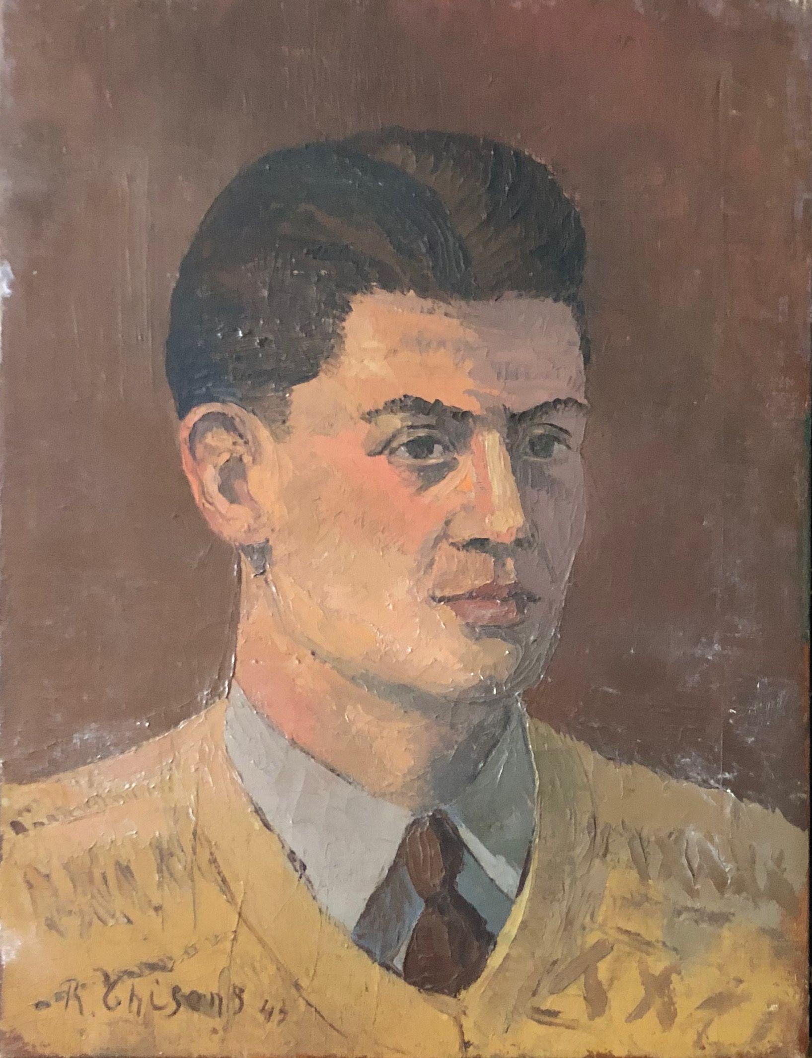 Auto portrait, huile sur toile de Robert Thisens, 30 x 42 cm