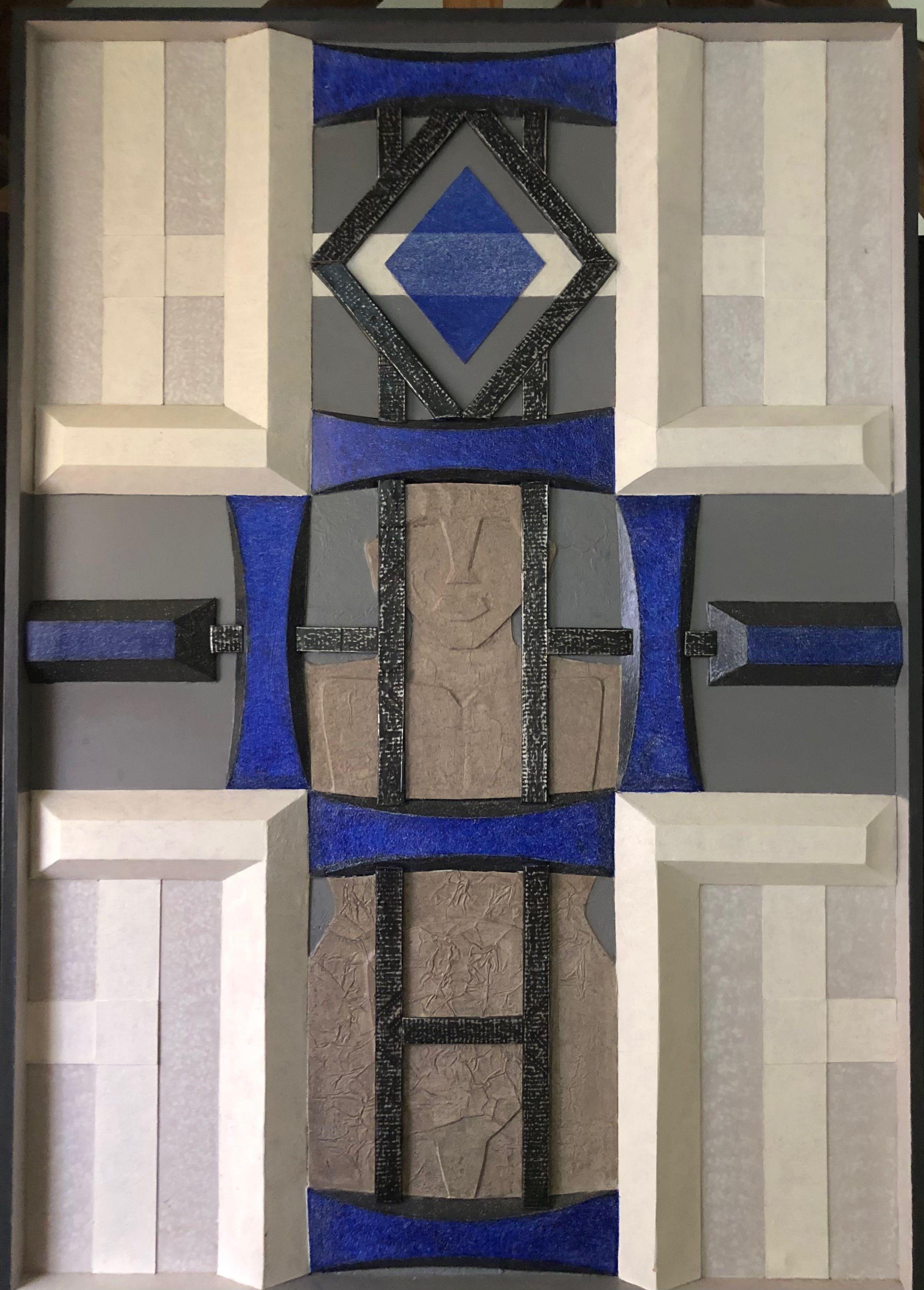 Composition stucture bois, acrylique sur panneau de Robert Thisens, 70 x 100 cm