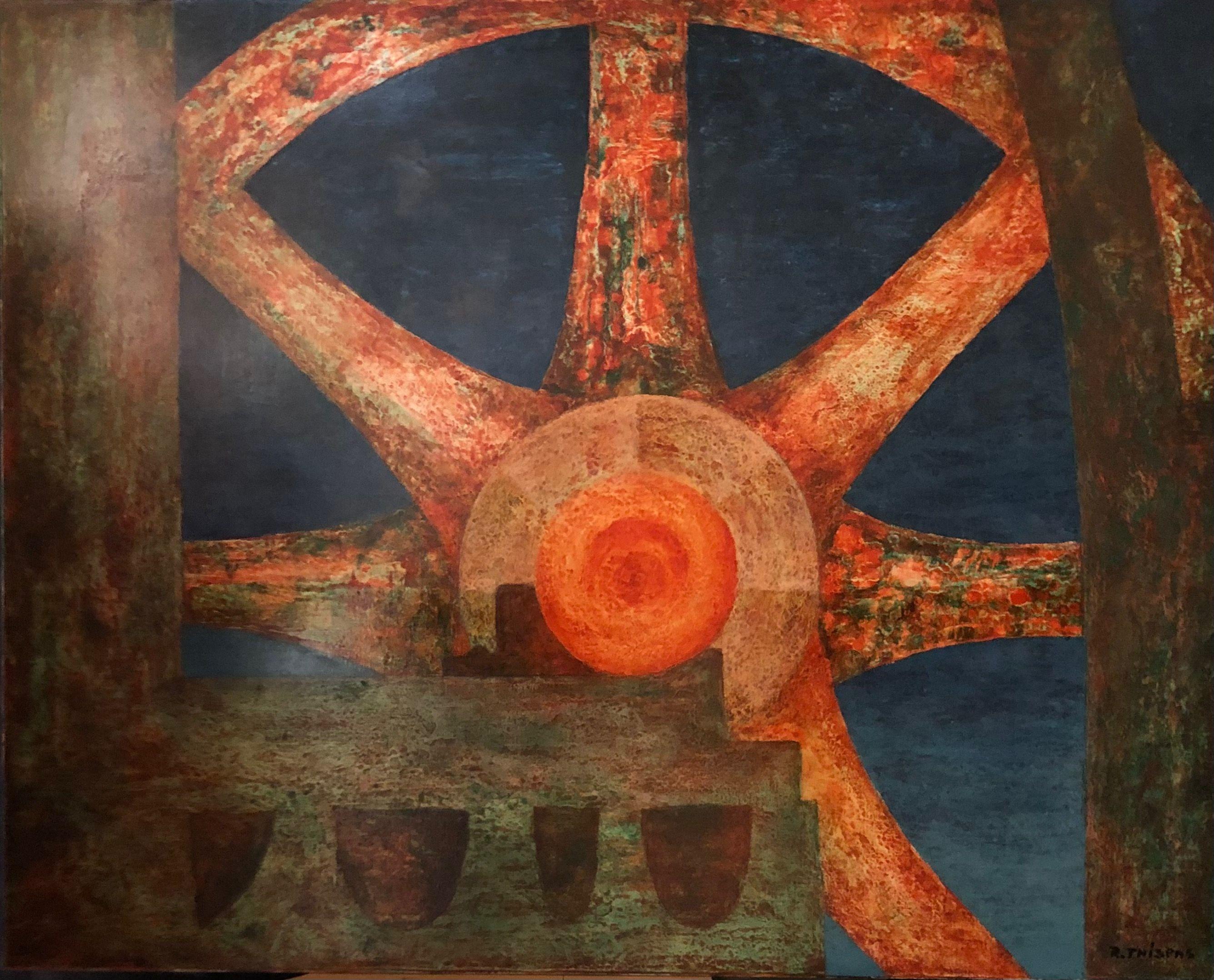 La roue, acrylique sur toile de Robert Thisens, 80 x 100 cm