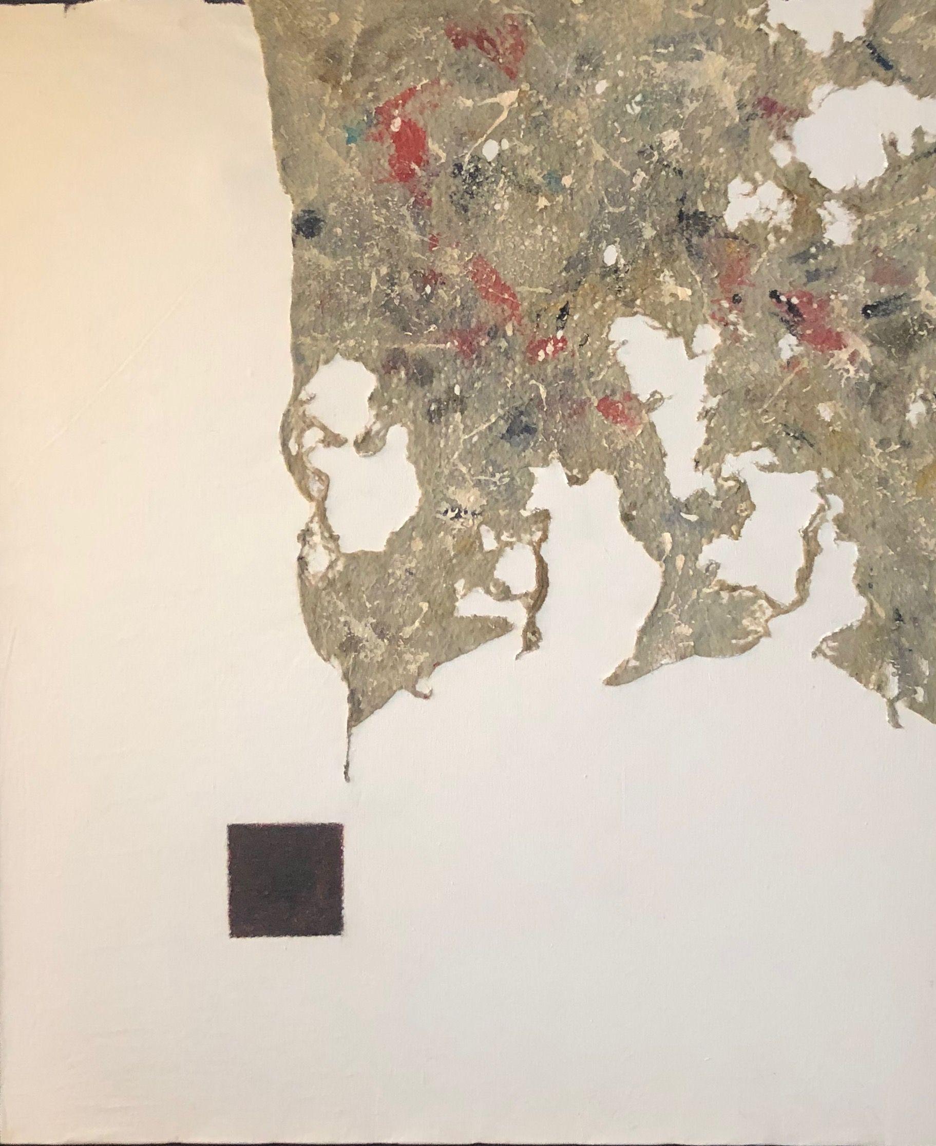Sans titre, acrylique et collage sur toile de Robert Thisens, 50 x 60 cm — vue 2