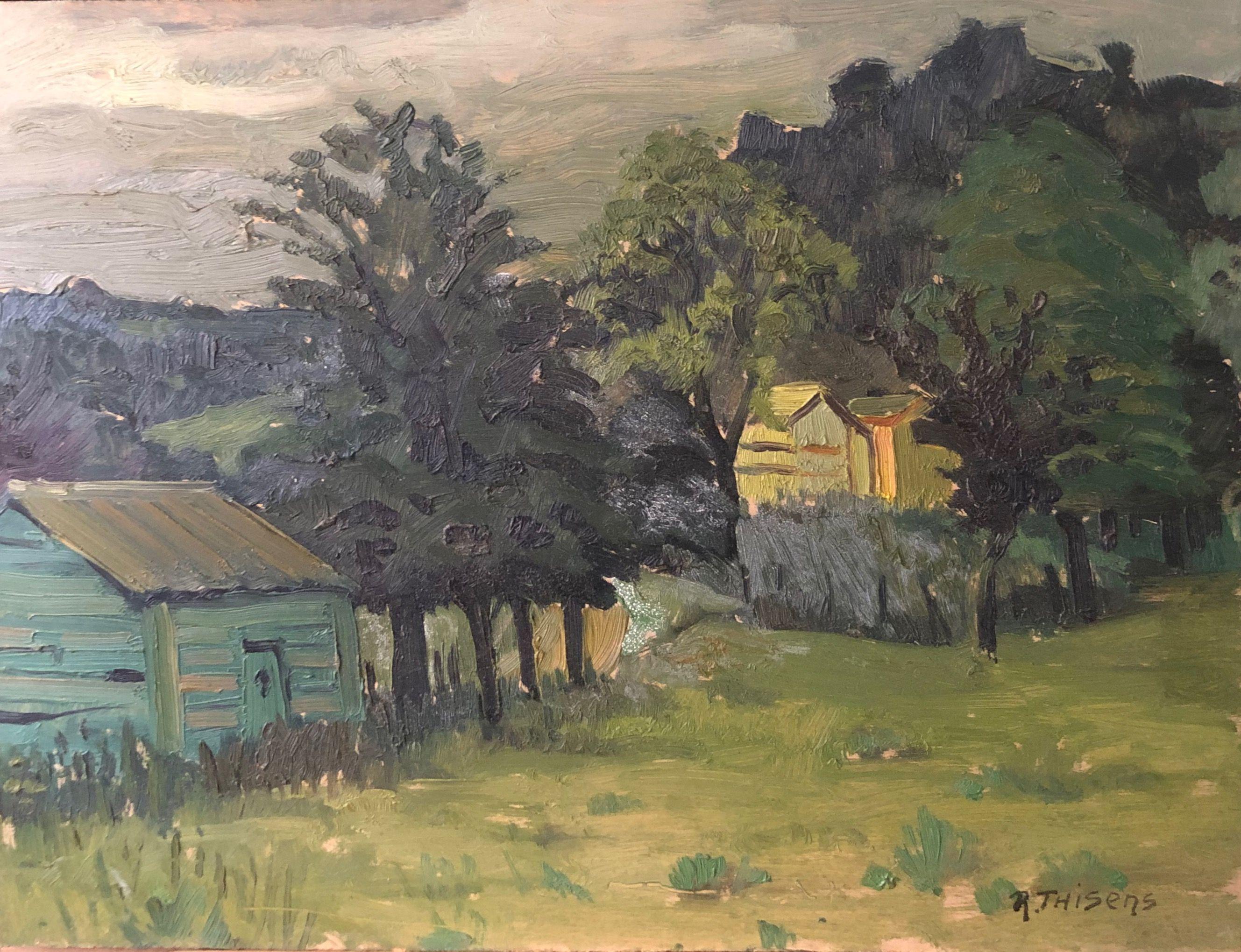 Sans titre, huile sur panneau de Robert Thisens, 23 x 43 cm