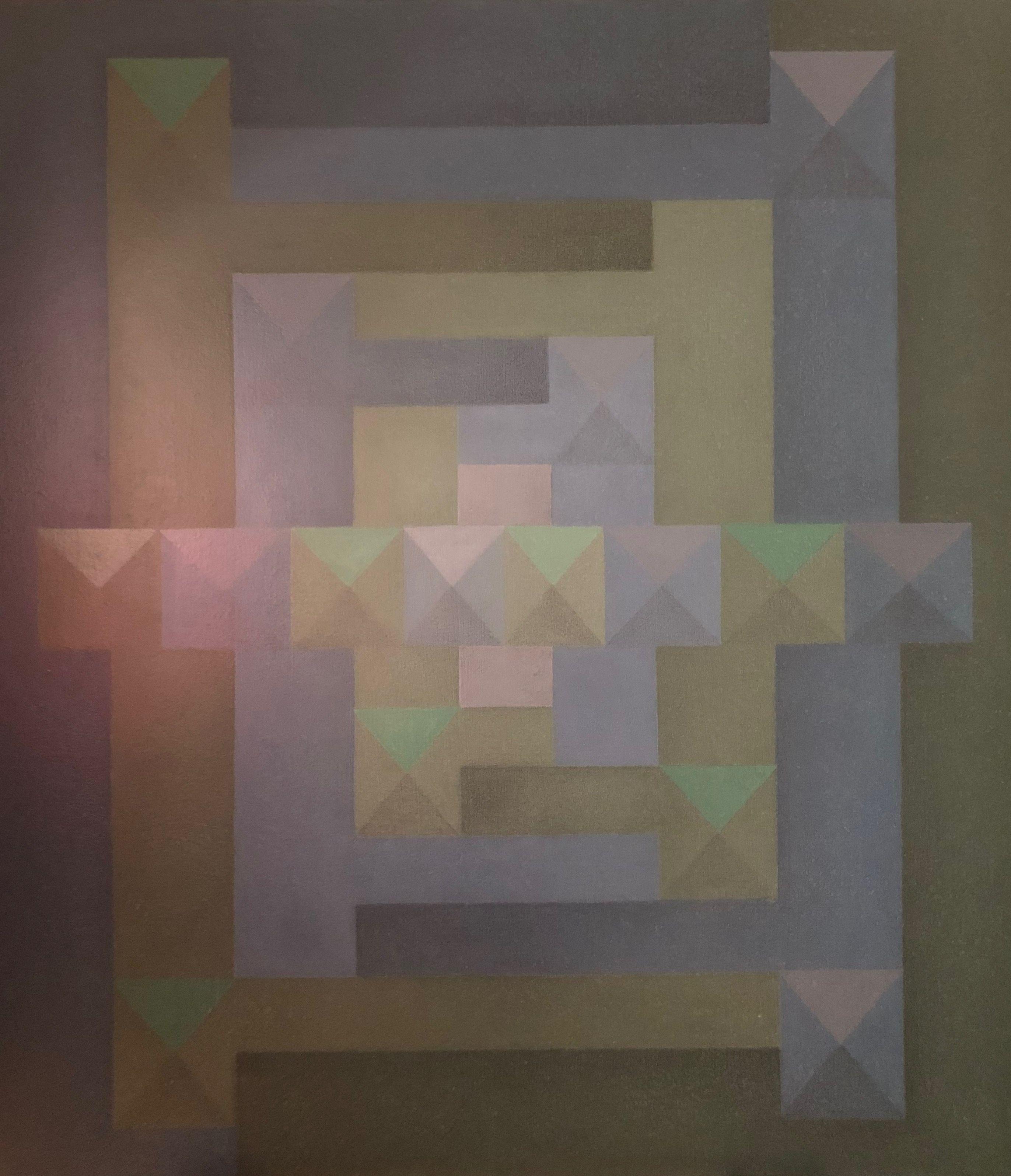 Composition hiver, acrylique sur toile de Robert Thisens, 80 x 90 cm