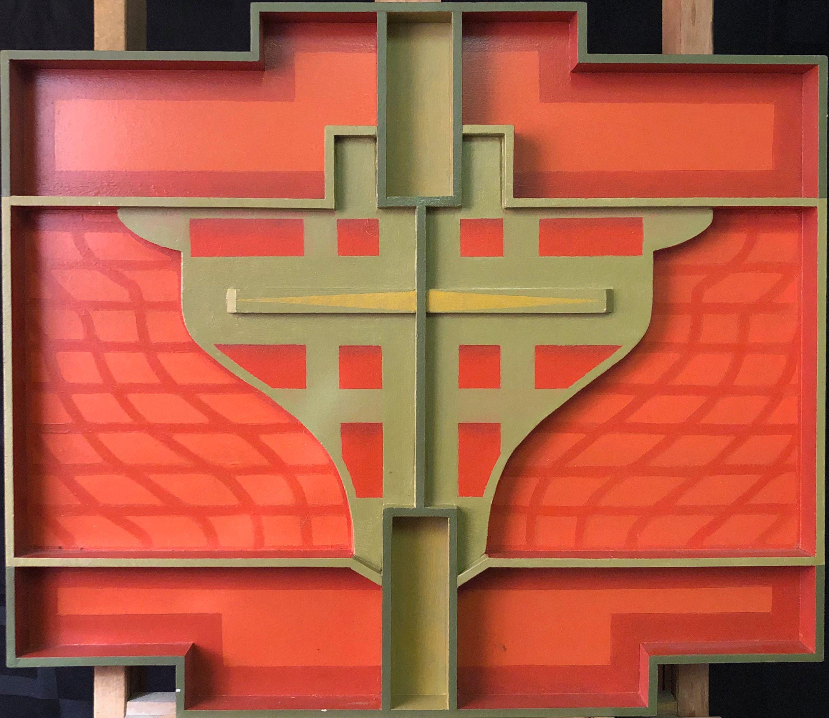 Mutant, structure bois - acryl et relief sur panneau de Robert Thisens, 50 x 60 cm — vue 2