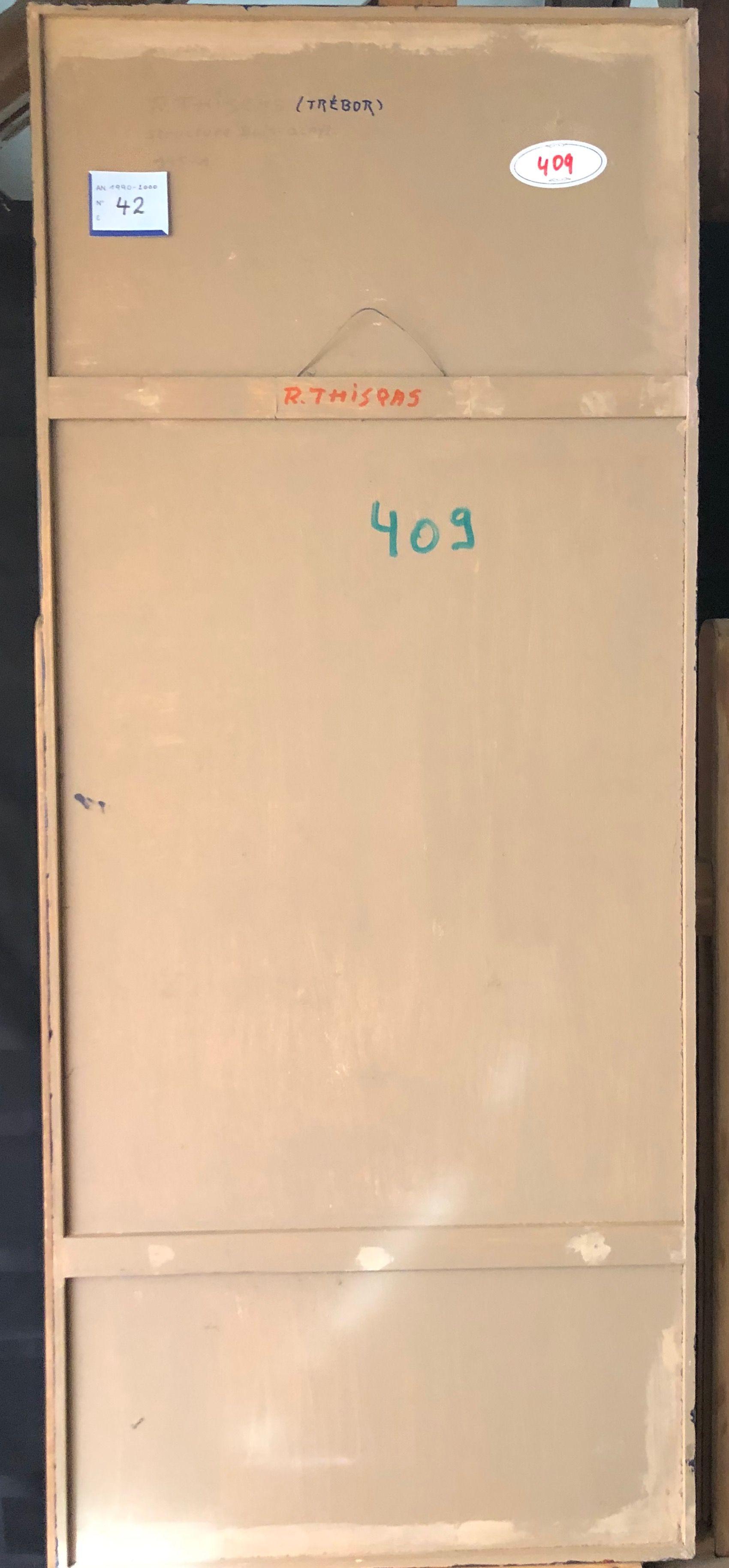 Sans titre, structure bois - acryl et alu sur panneau de Robert Thisens, 42 x 102 cm
