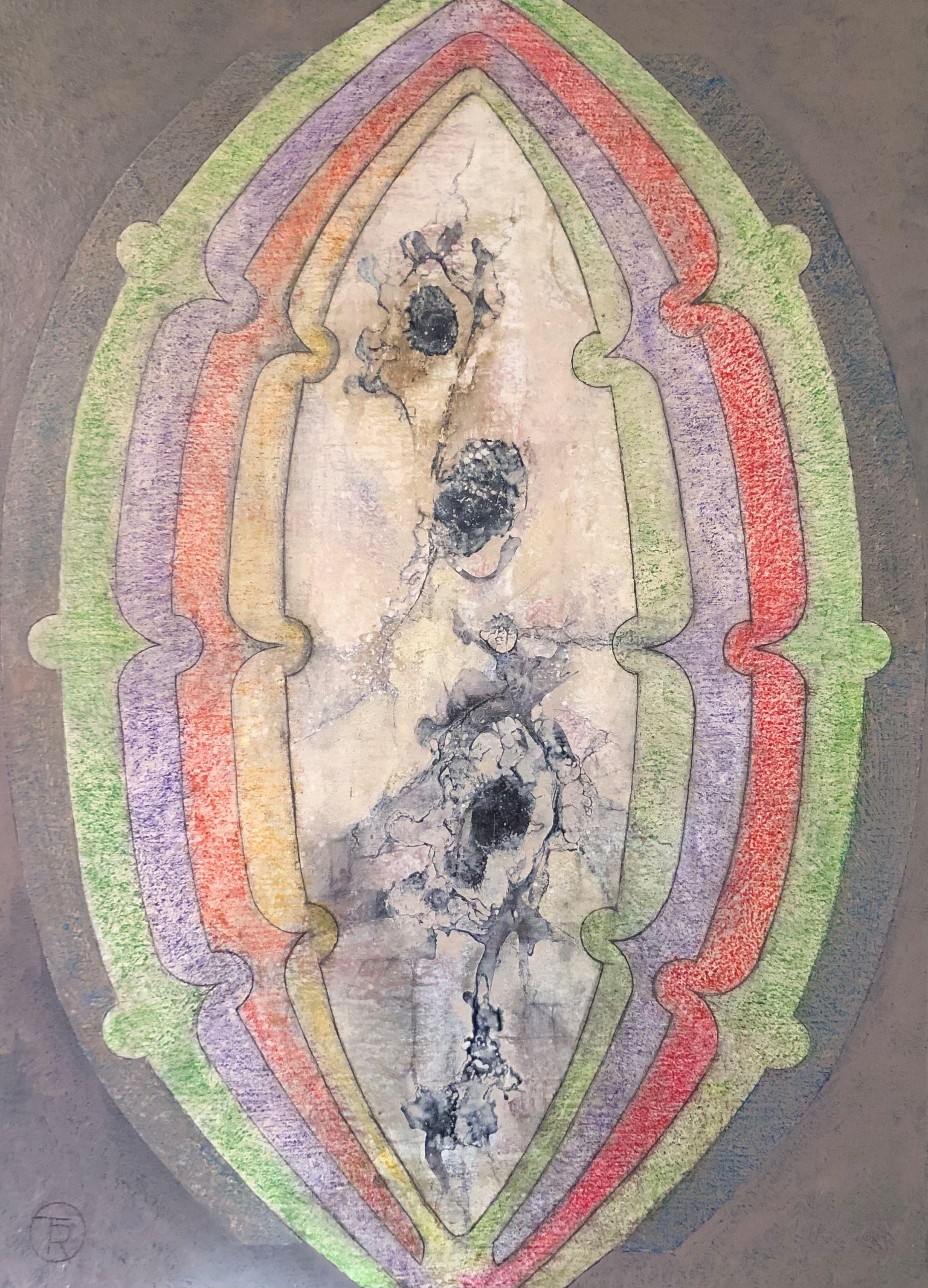 Sans titre, acrylique pastel gras sur carton de Robert Thisens, 50 x 70 cm — vue 2