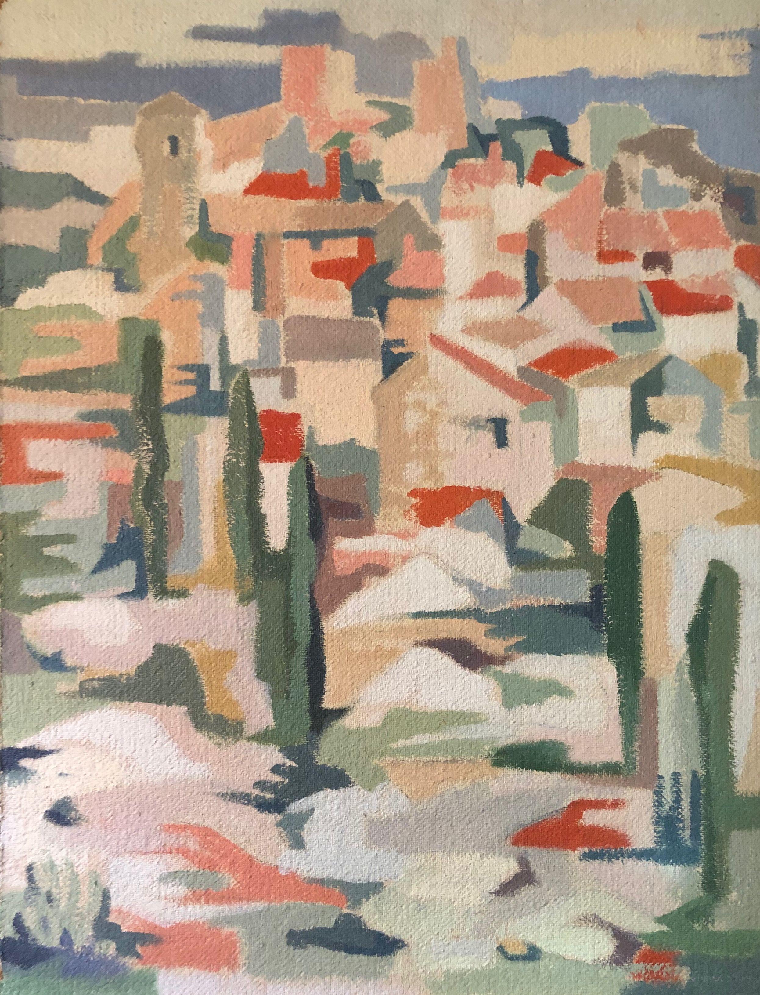 Sans titre, gouache sur panneau de Robert Thisens, 50 x 70 cm